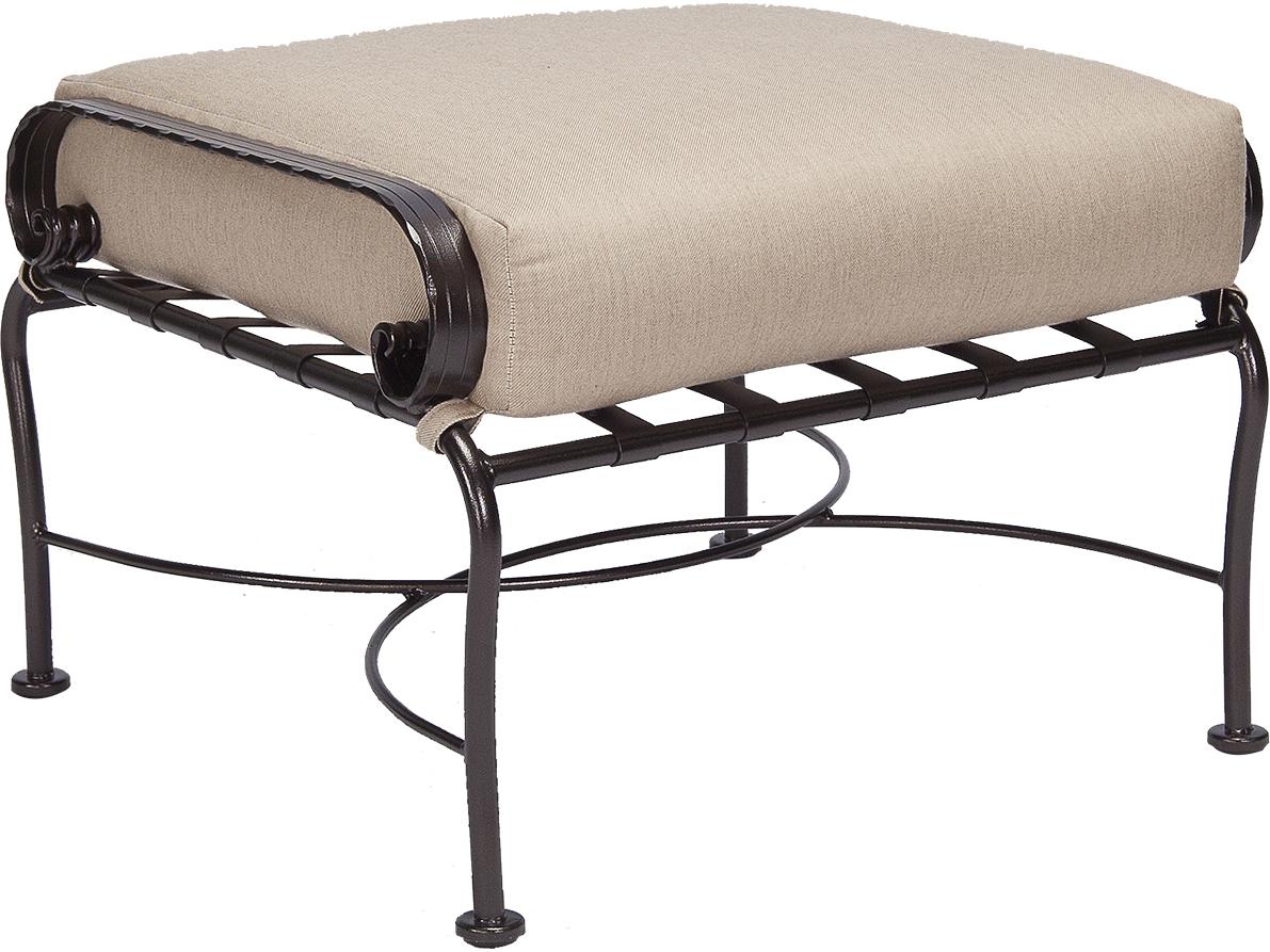 OW Lee Classico-Wide Wrought Iron Scrolls Patio Ottoman