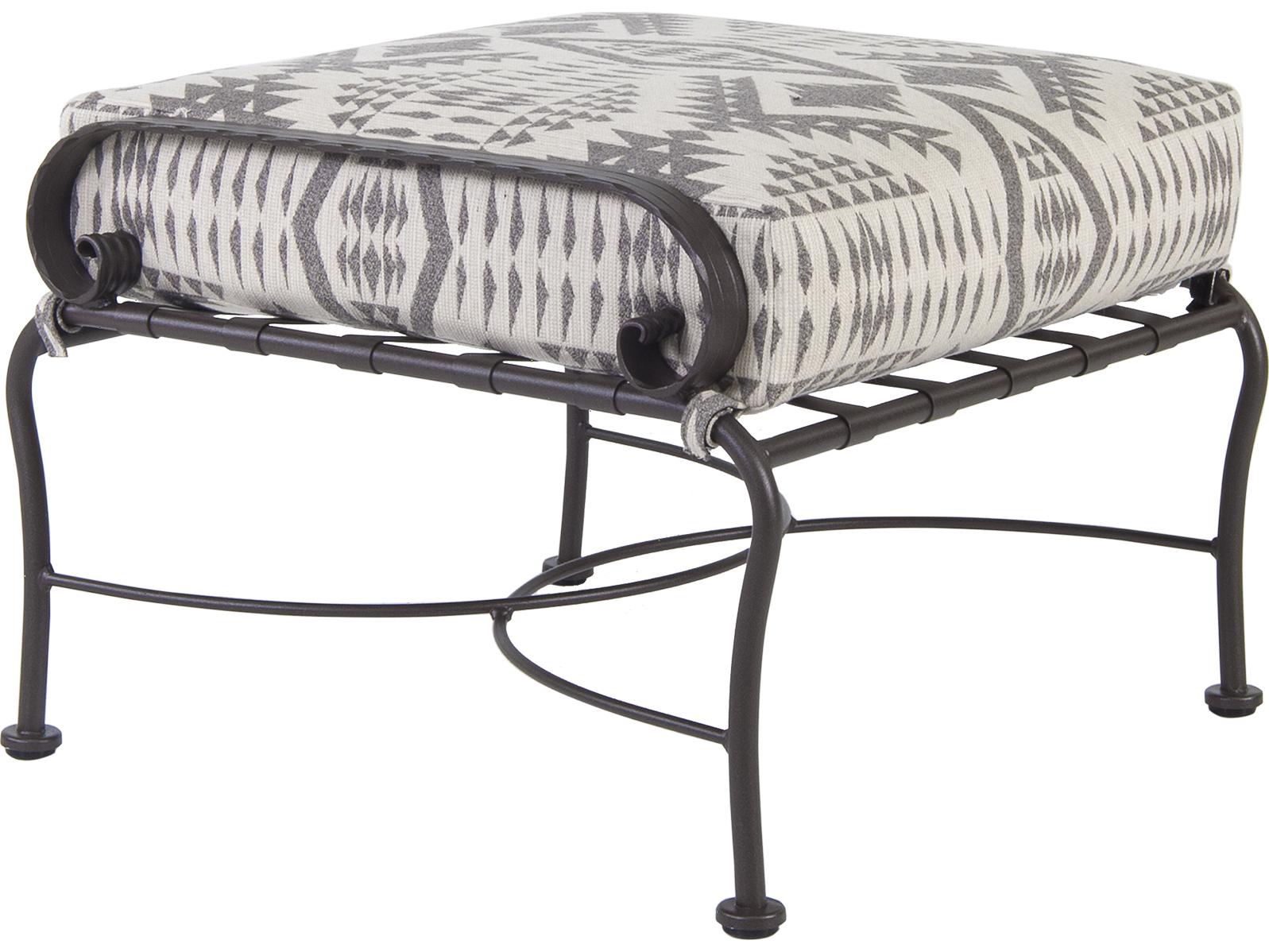 OW Lee Classico-Wide Wrought Iron Scrolls Patio Ottoman