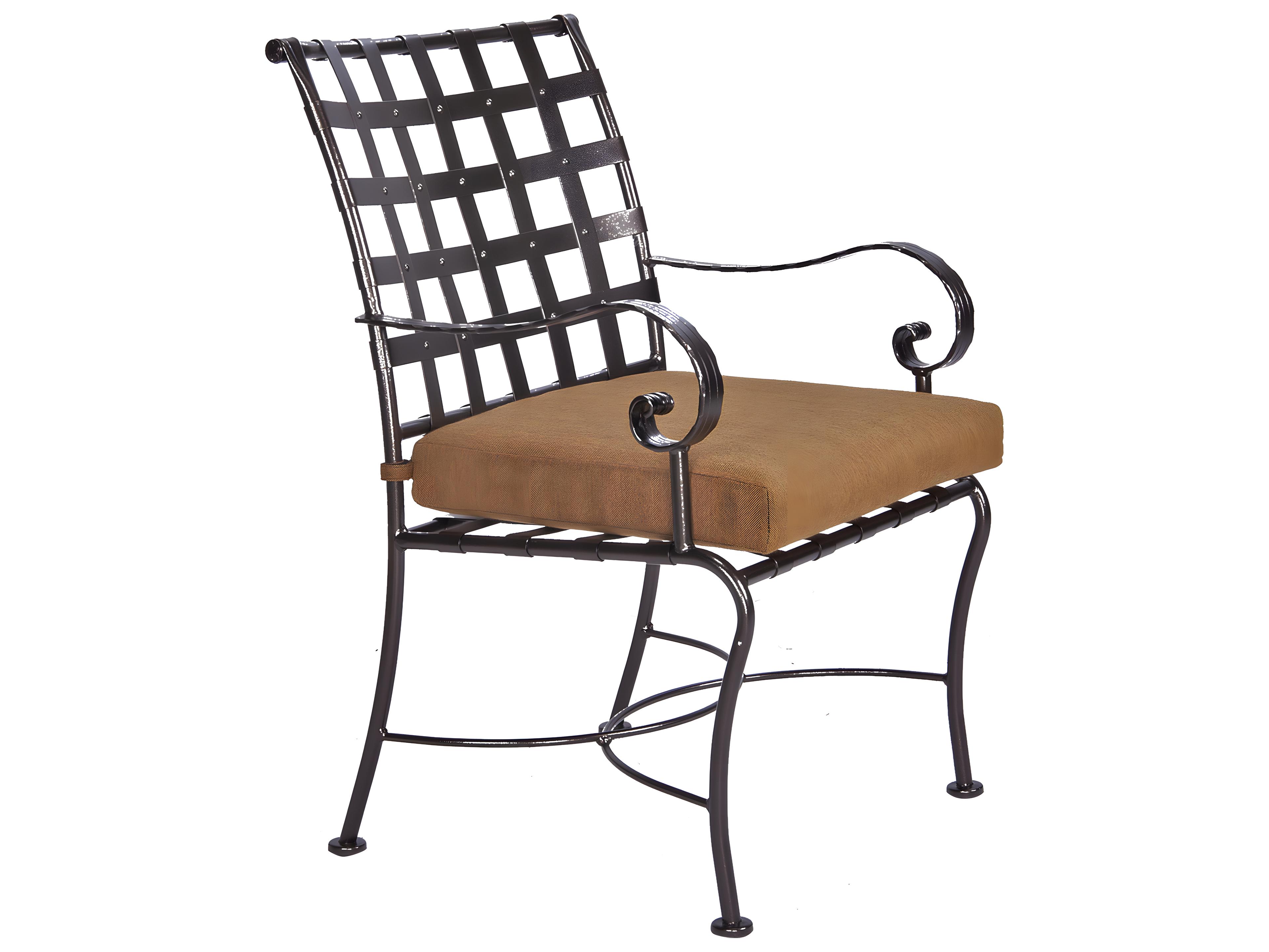 OW Lee Classico-Wide Arms Wrought Iron Outdoor Patio Dining Chair
