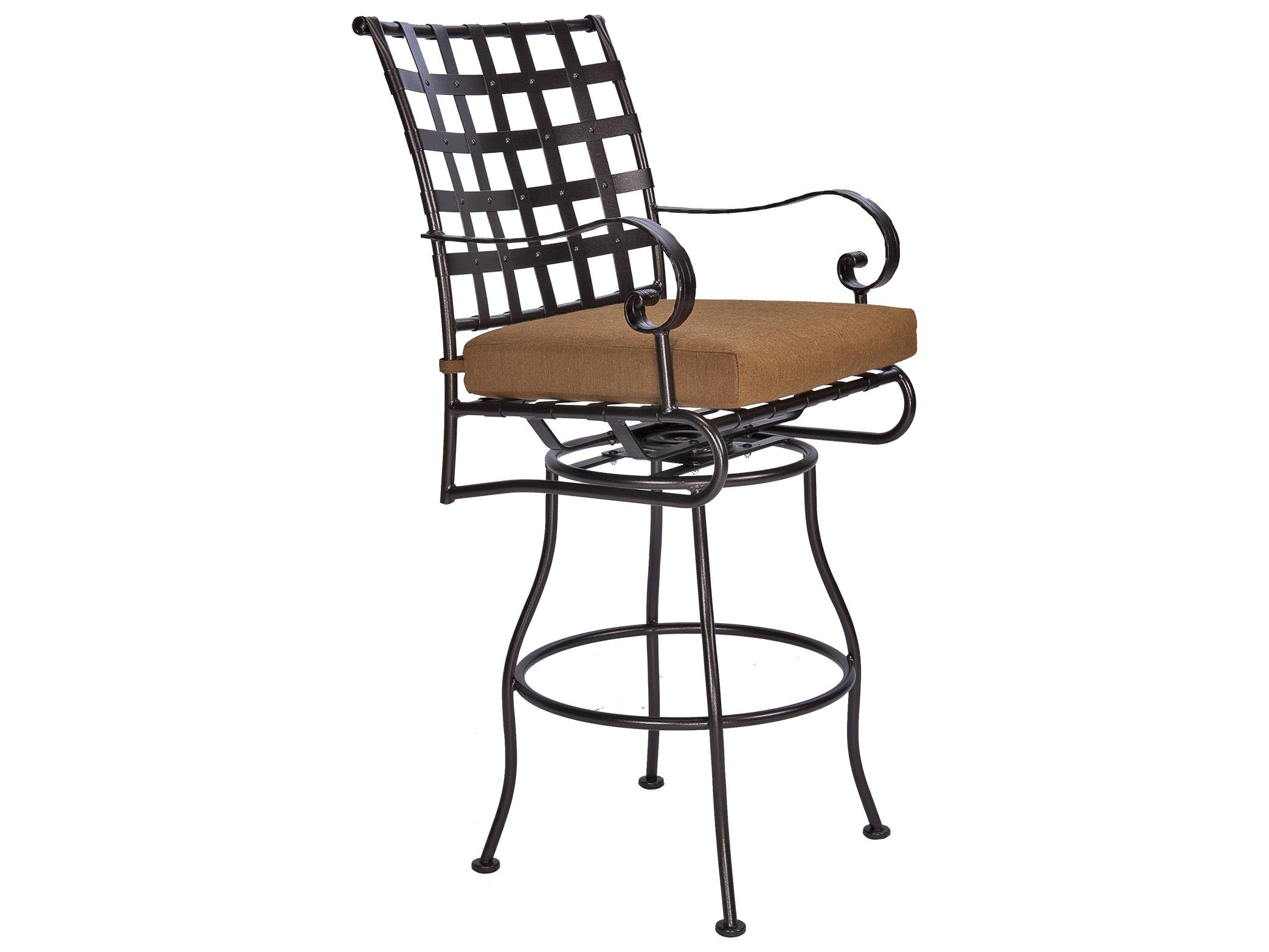 OW Lee Classico-Wide Arms Wrought Iron Swivel Outdoor Patio Bar Stool