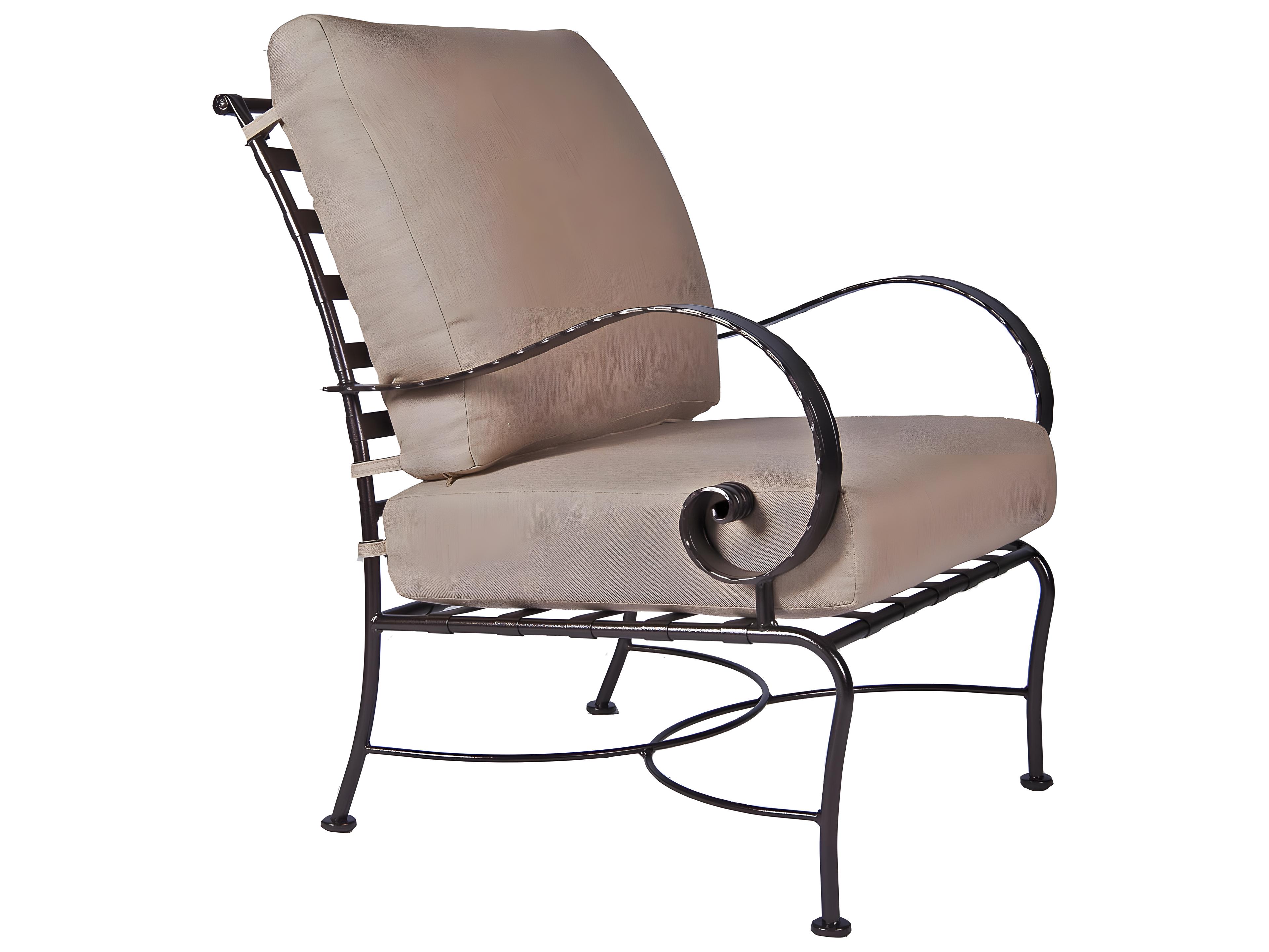 OW Lee Classico Arms Wrought Iron Outdoor Lounge Chair