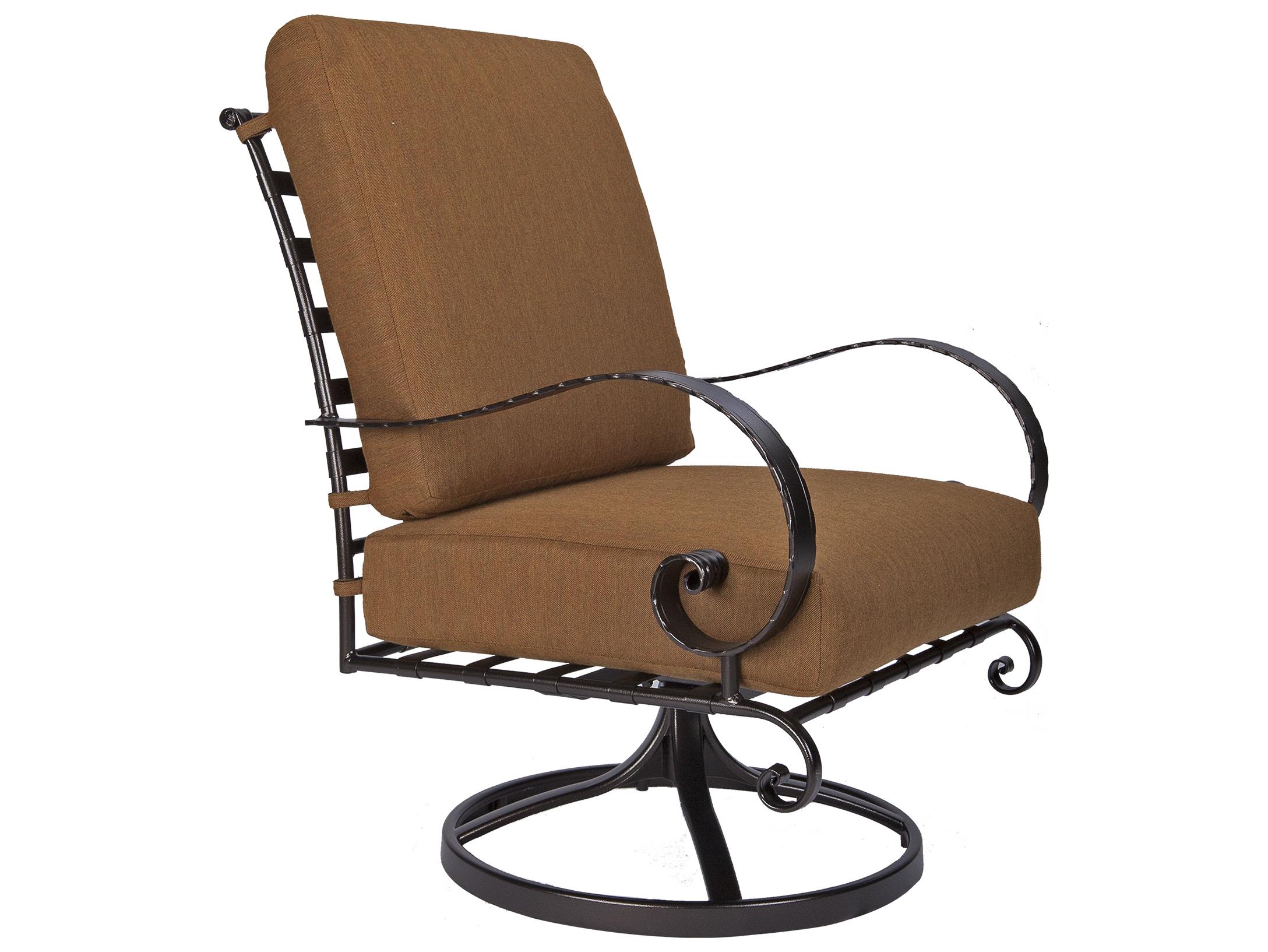 OW Lee Classico Arms Wrought Iron Swivel Rocker Patio Lounge Chair