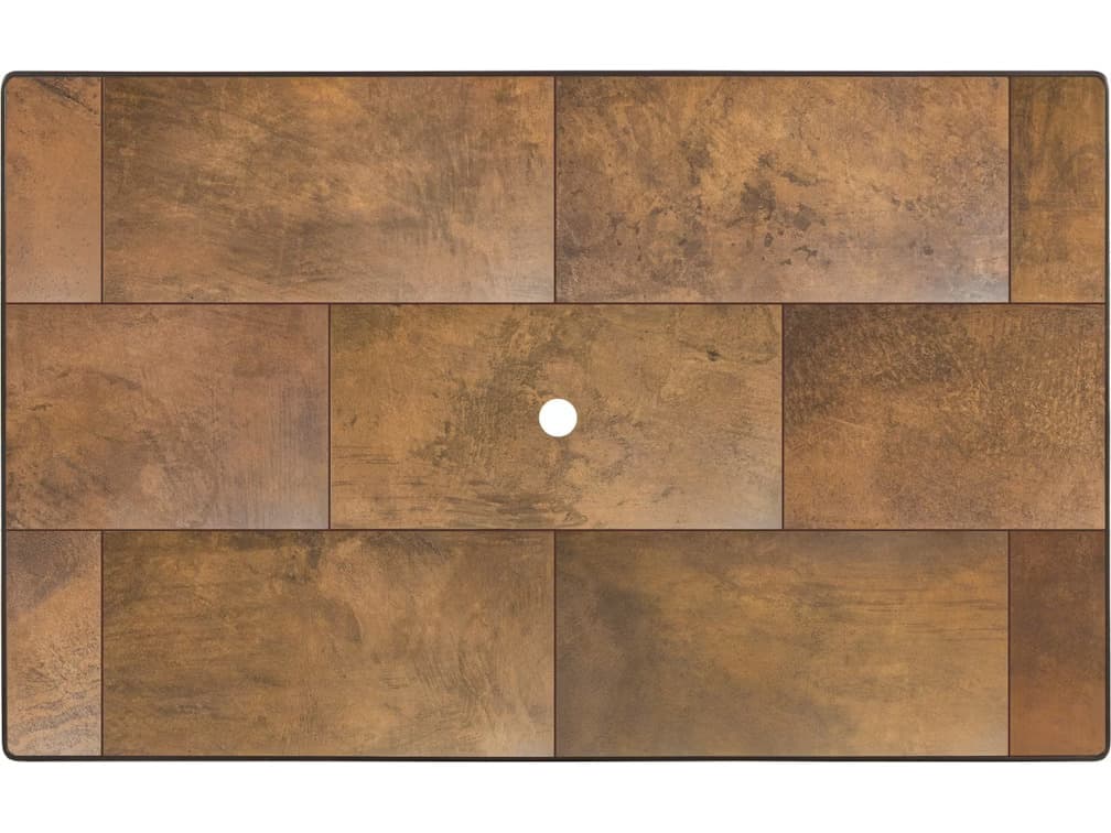 OW Lee City Porcelain Rectangular Table Top with Aluminum Rim & Umbrella Hole