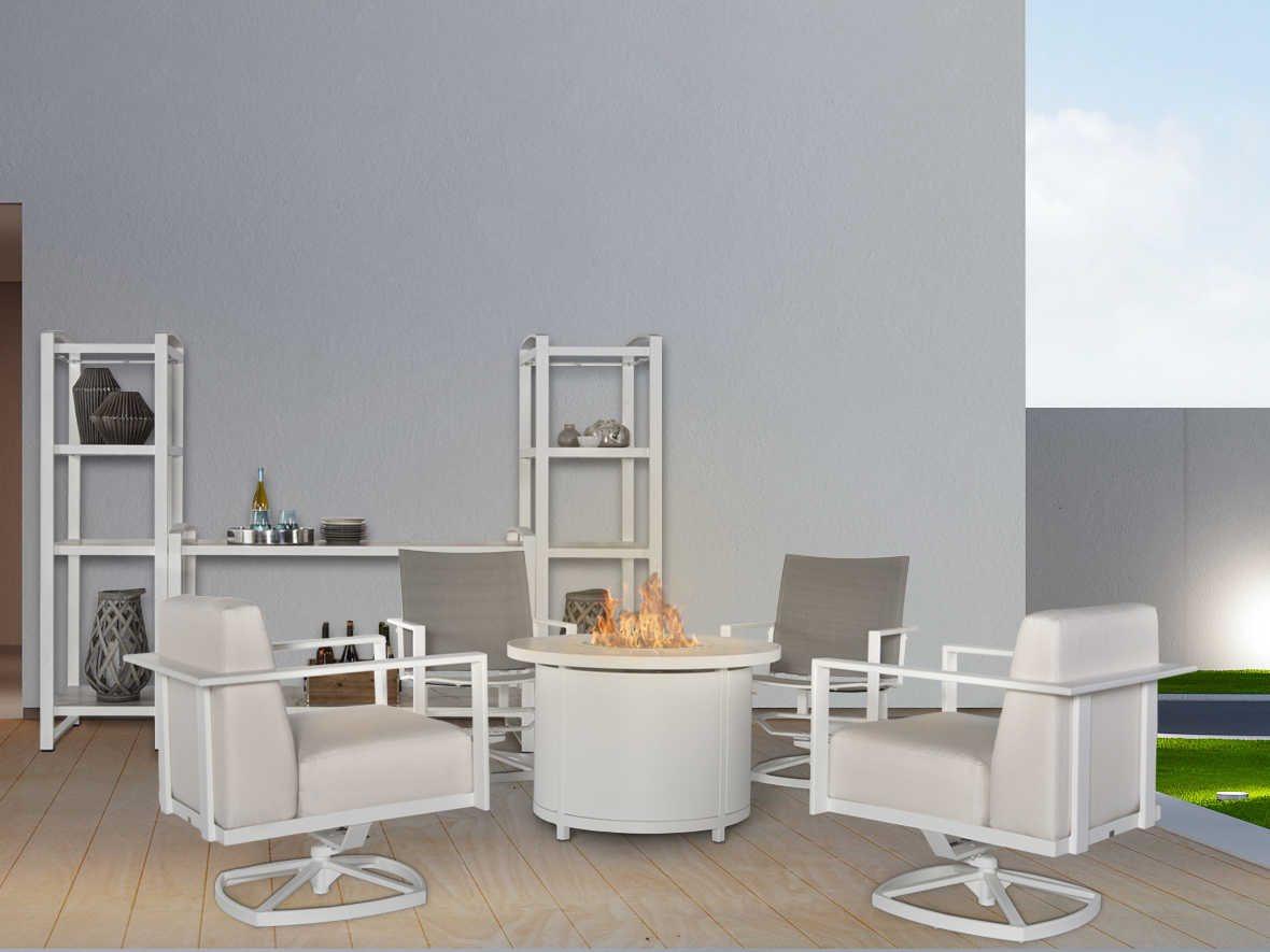 OW Lee Studio Aluminum Fire Pit Outdoor Lounge Set