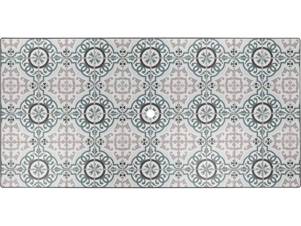 OW Lee Valencia Porcelain Rectangular Table Top with Aluminum Rim & Umbrella Hole