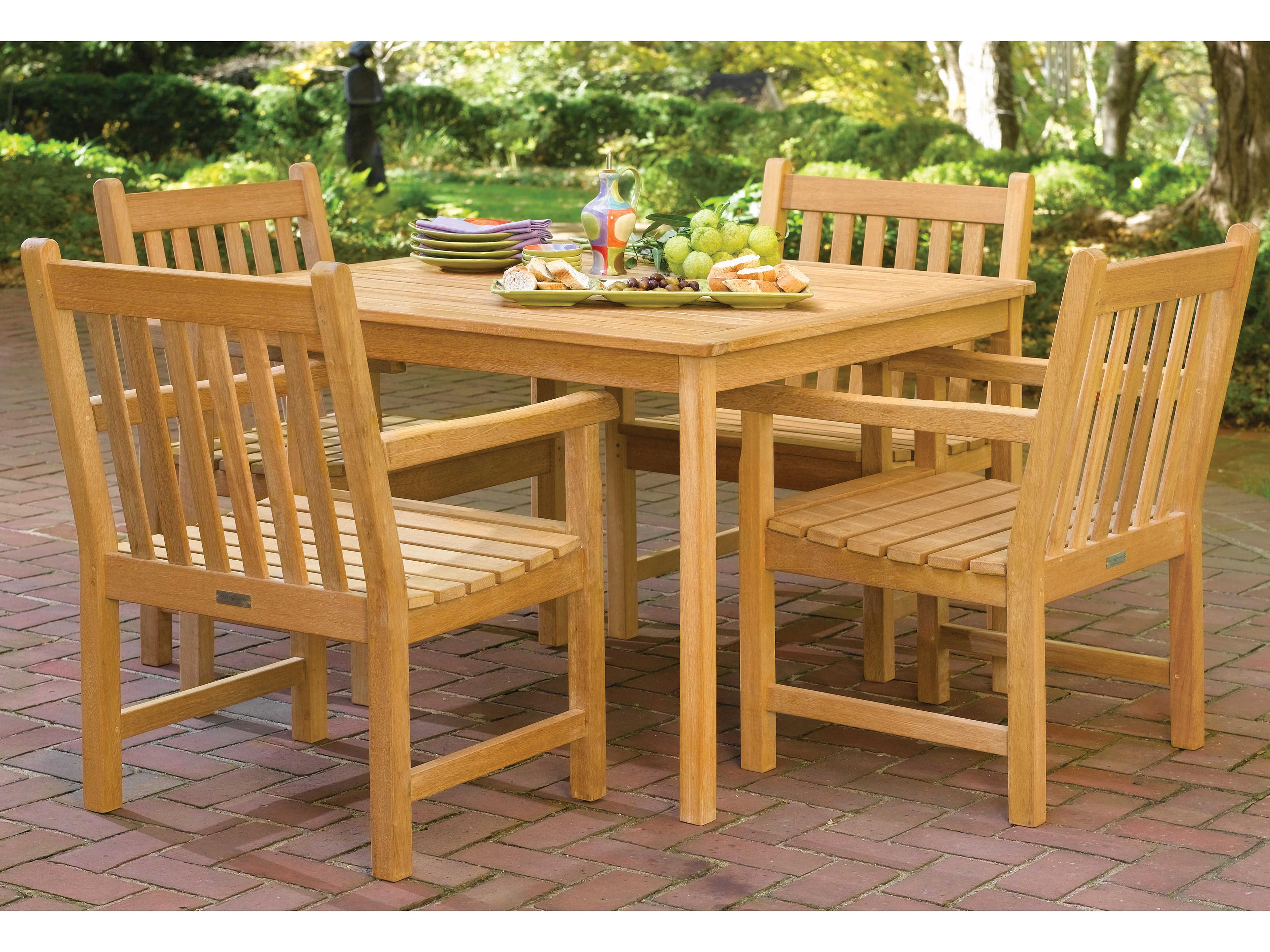 Oxford Garden Classic Teak Natural 5 Piece Outdoor Patio Dining Set