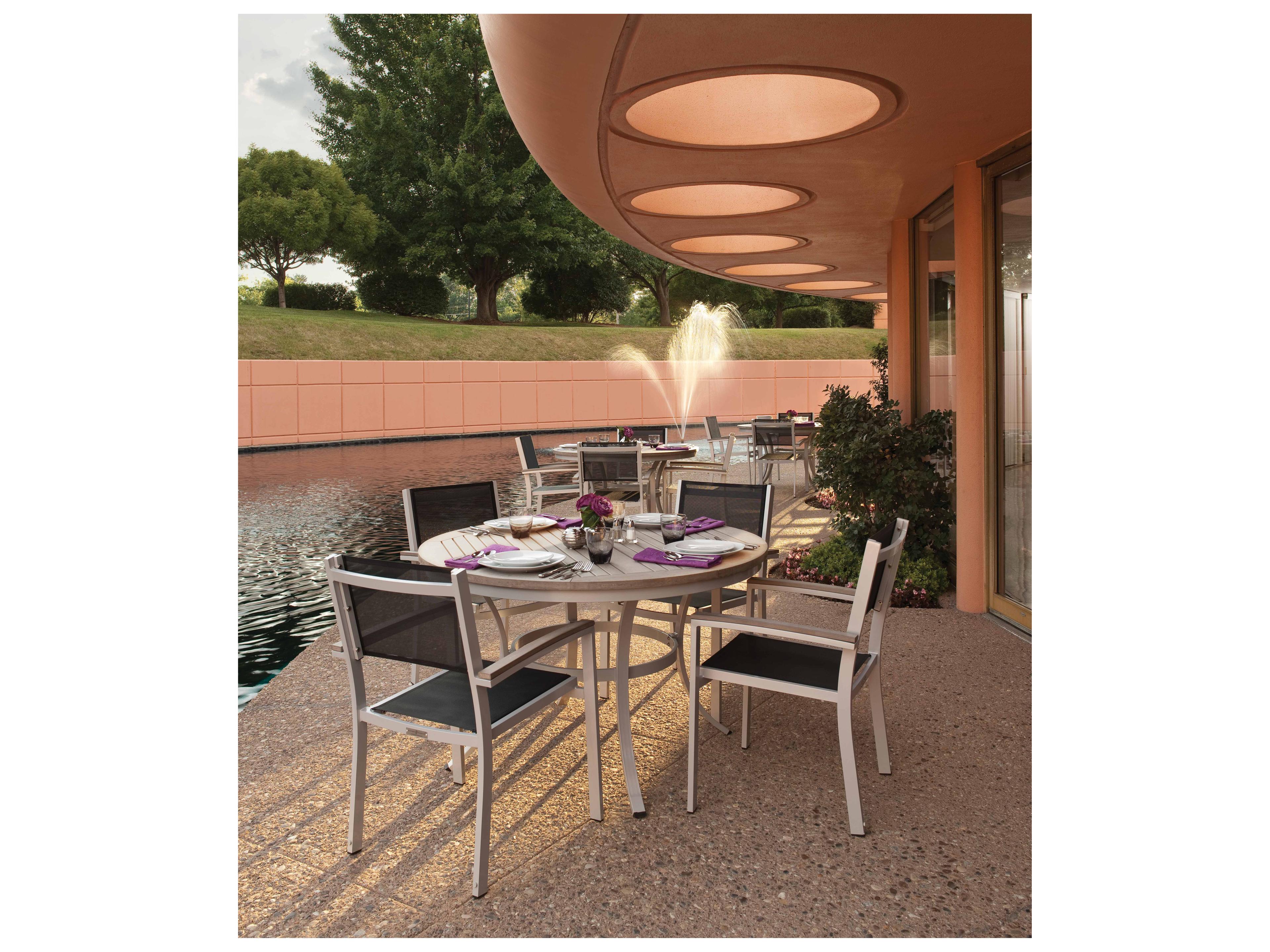 Oxford Garden Travira Aluminum Flint 5 Piece Outdoor Dining Set with Black Sling