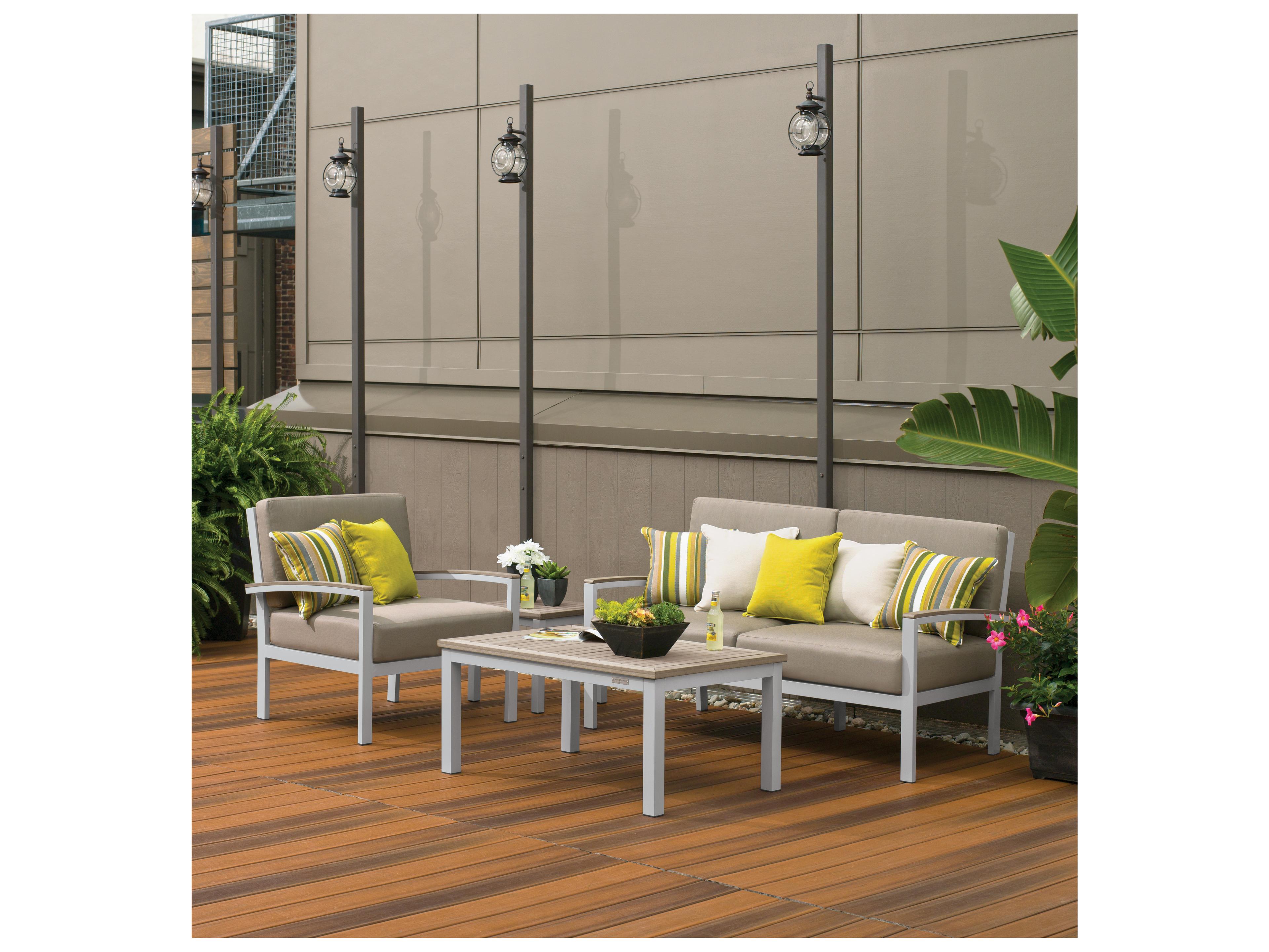 Oxford Garden Travira Aluminum Flint 4 Piece Patio Lounge Set with Stone Cushions