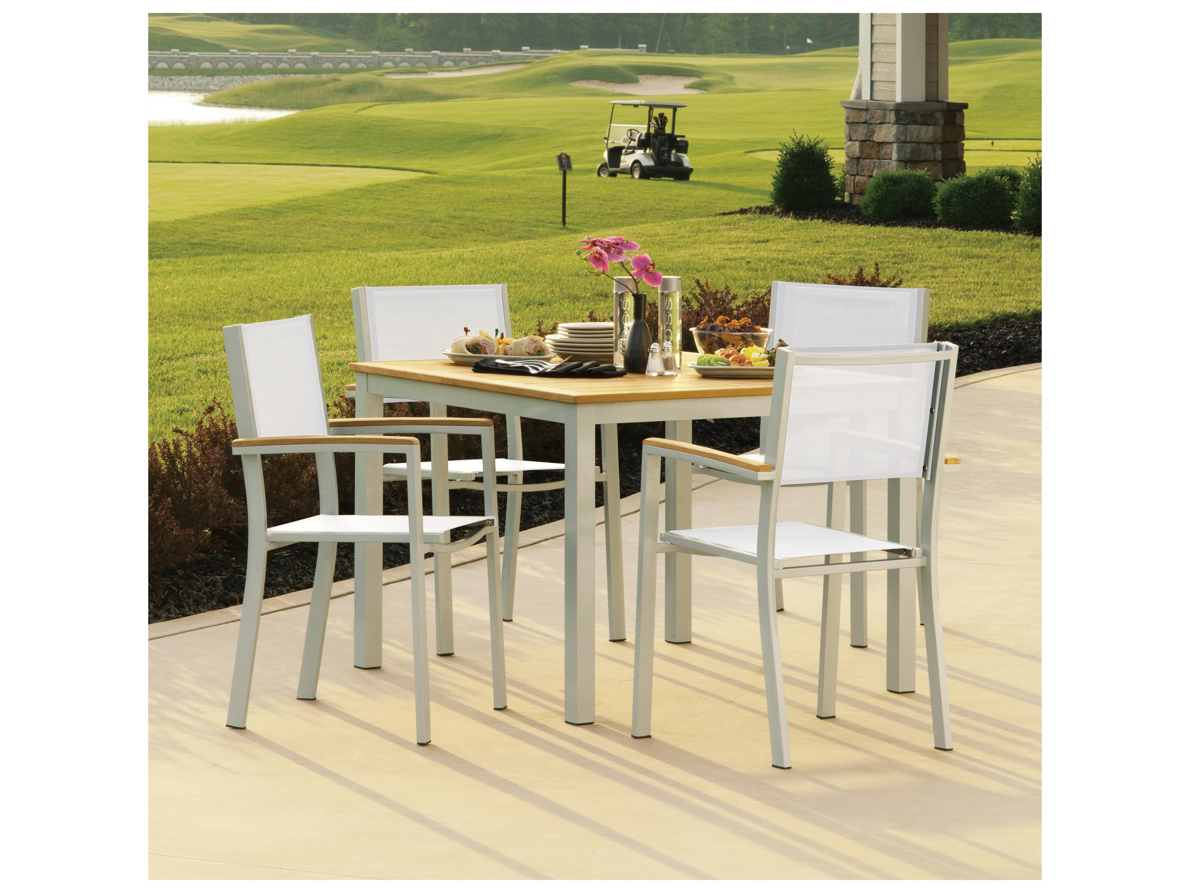 Oxford Garden Travira Aluminum Flint 5 Piece Outdoor Dining Set with Natural Sling