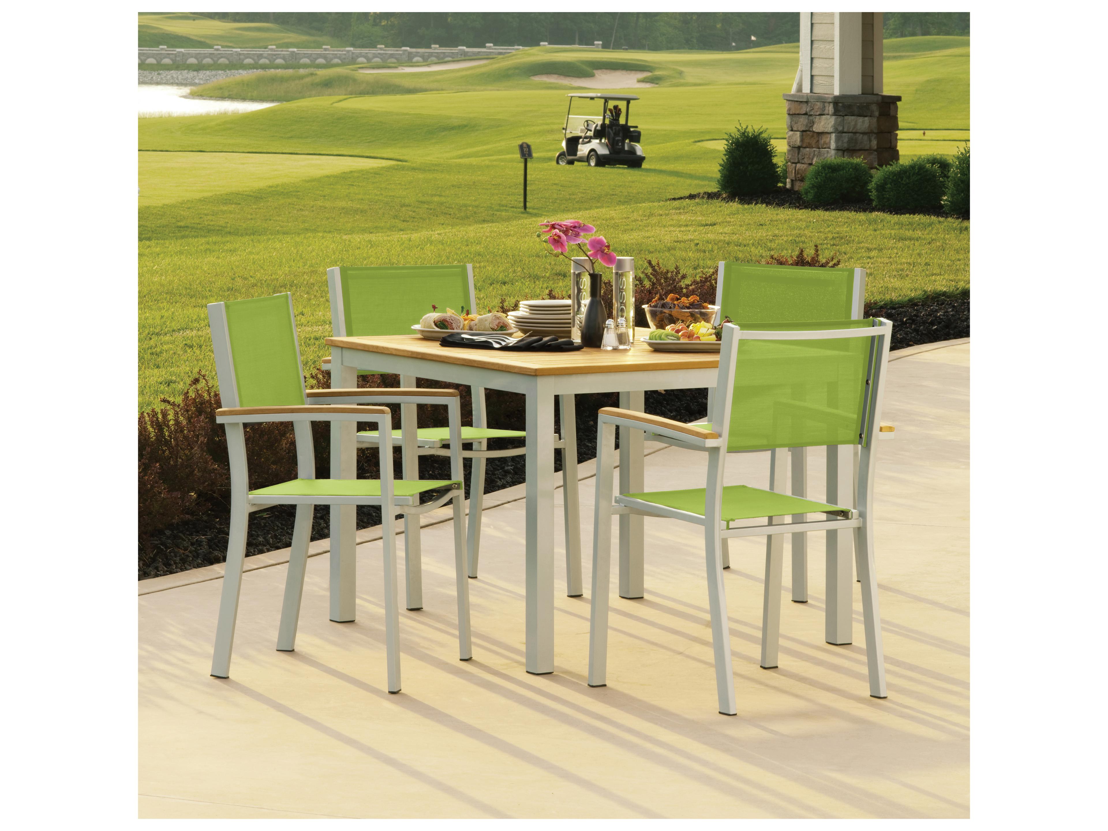 Oxford Garden Travira Aluminum Flint 5 Piece Outdoor Dining Set with Go Green Sling