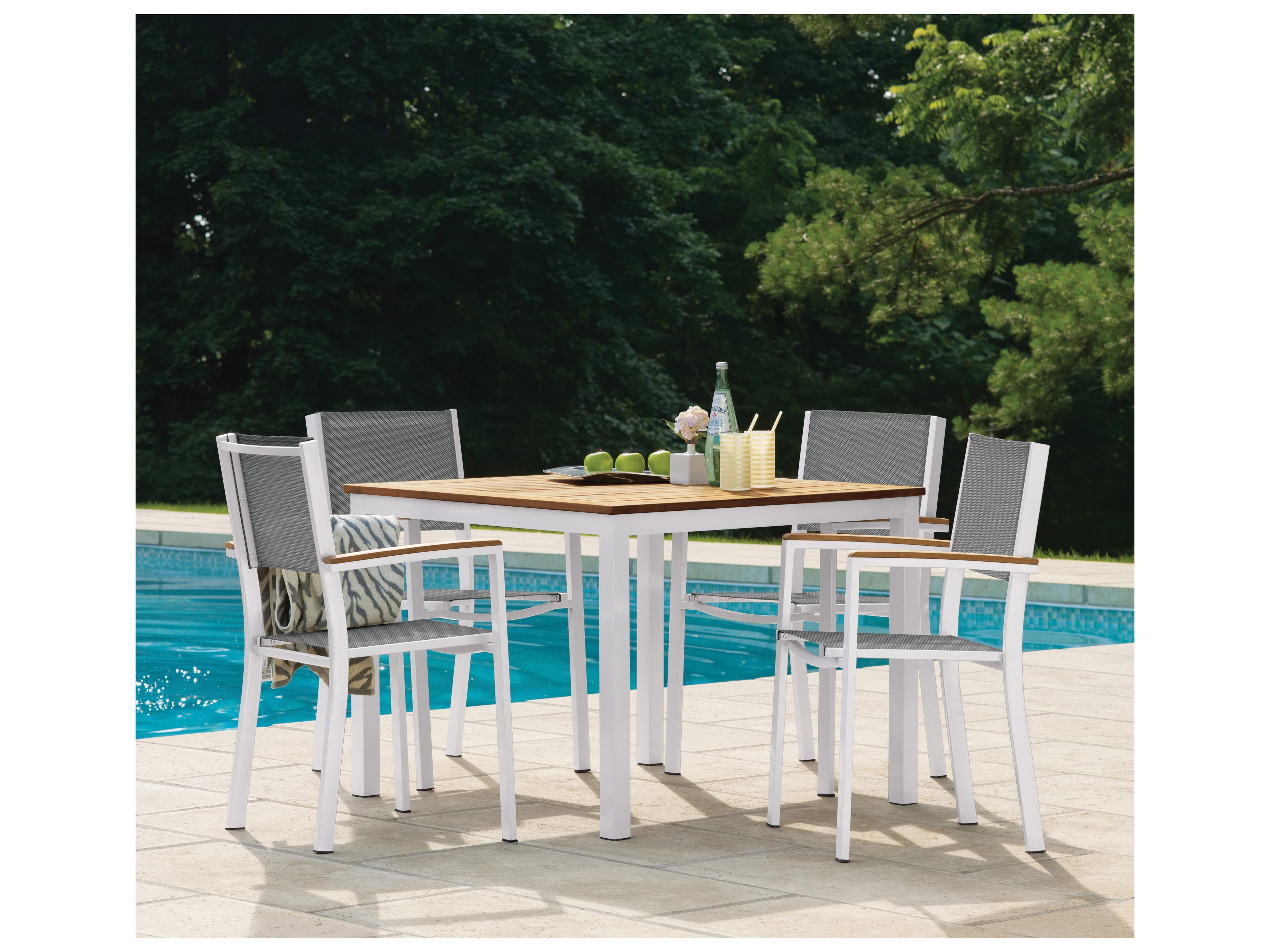Oxford Garden Travira Aluminum Chalk 5 Piece Outdoor Dining Set with Titanium Sling