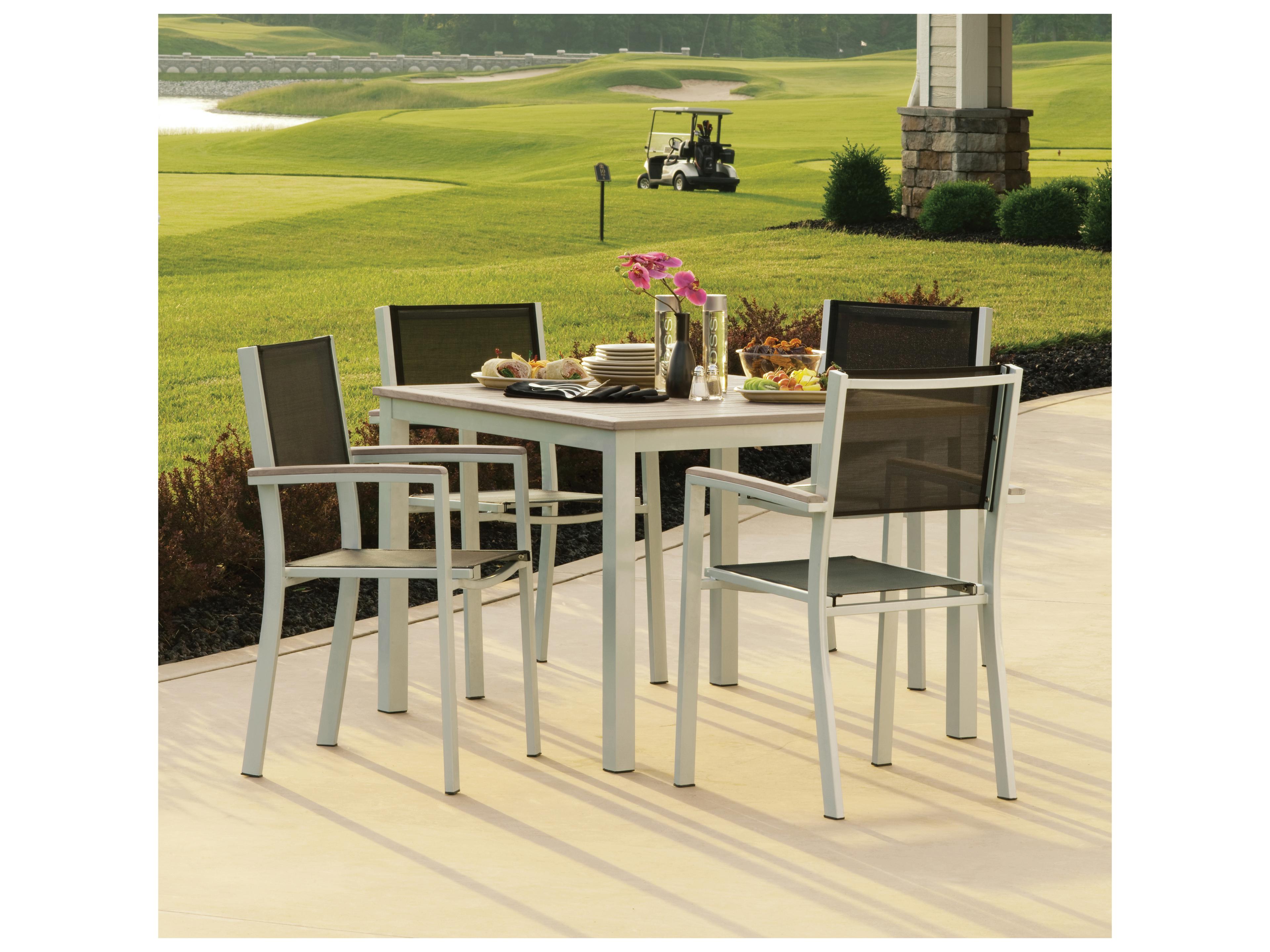 Oxford Garden Travira Aluminum Flint 5 Piece Outdoor Patio Dining Set with Black Sling