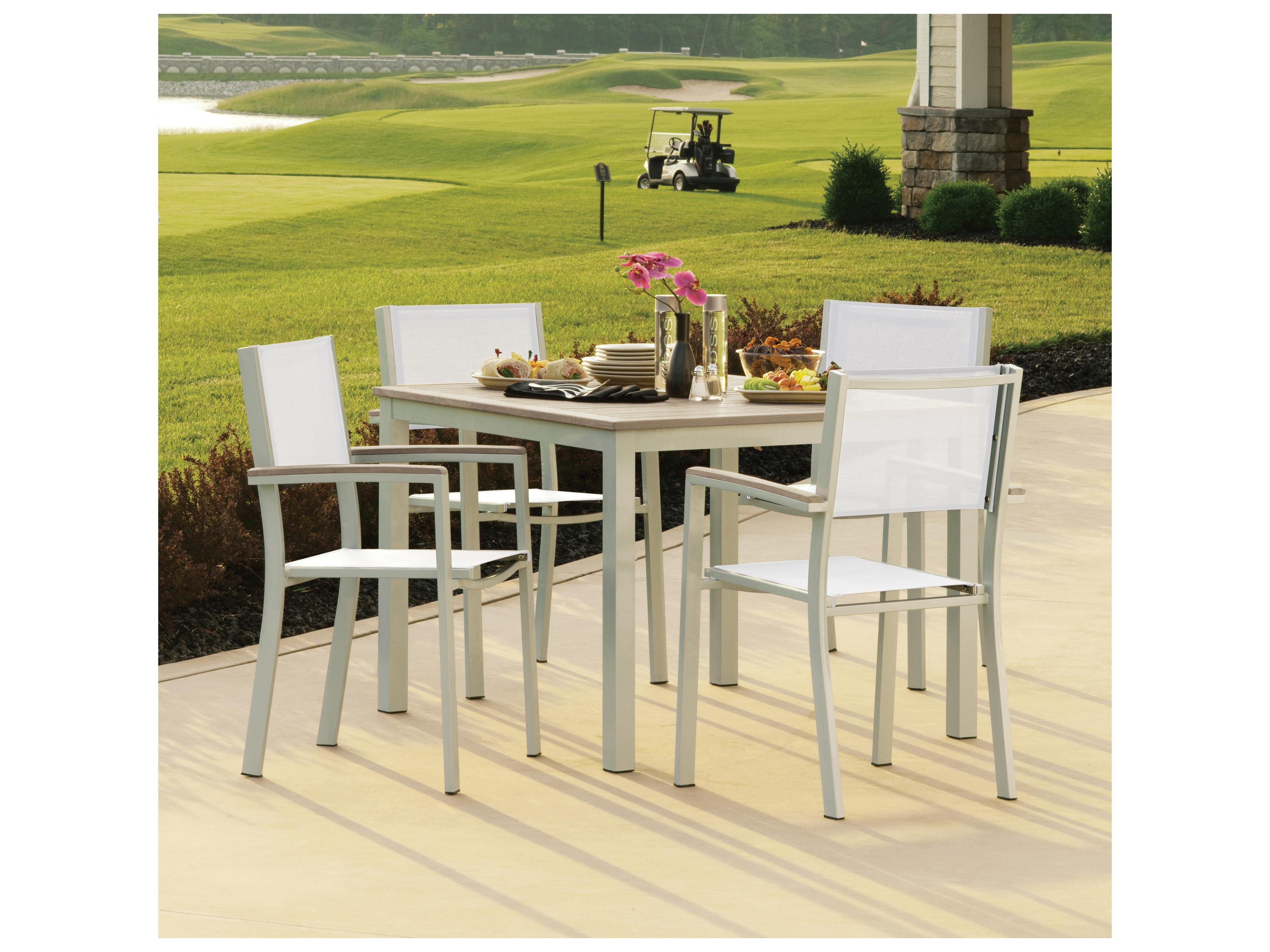 Oxford Garden Travira Aluminum Flint 5 Piece Patio Dining Set with Natural Sling
