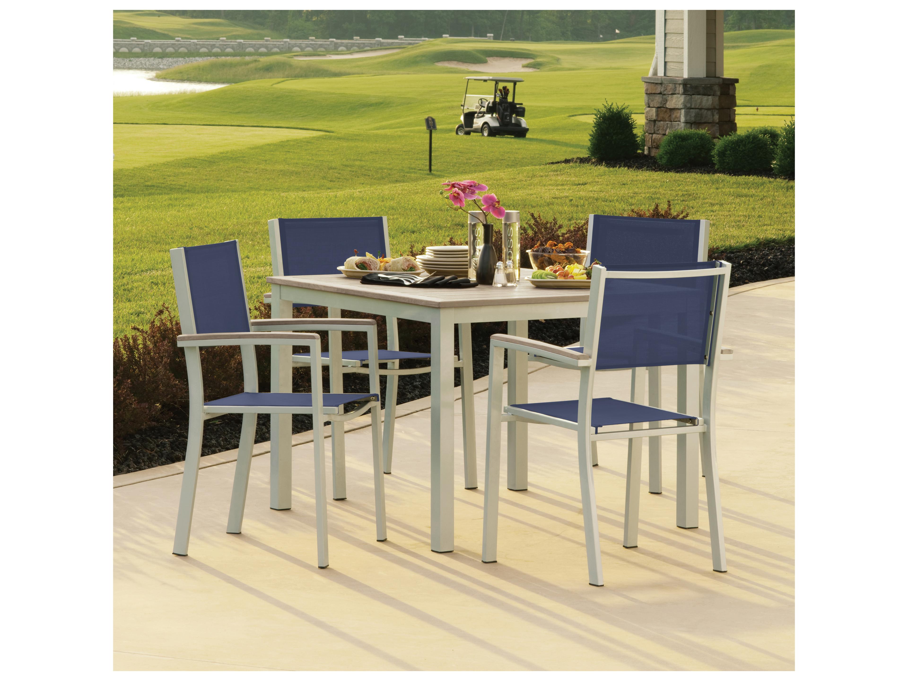 Oxford Garden Travira Aluminum Flint 5 Piece Outdoor Dining Set with Ink Pen Sling