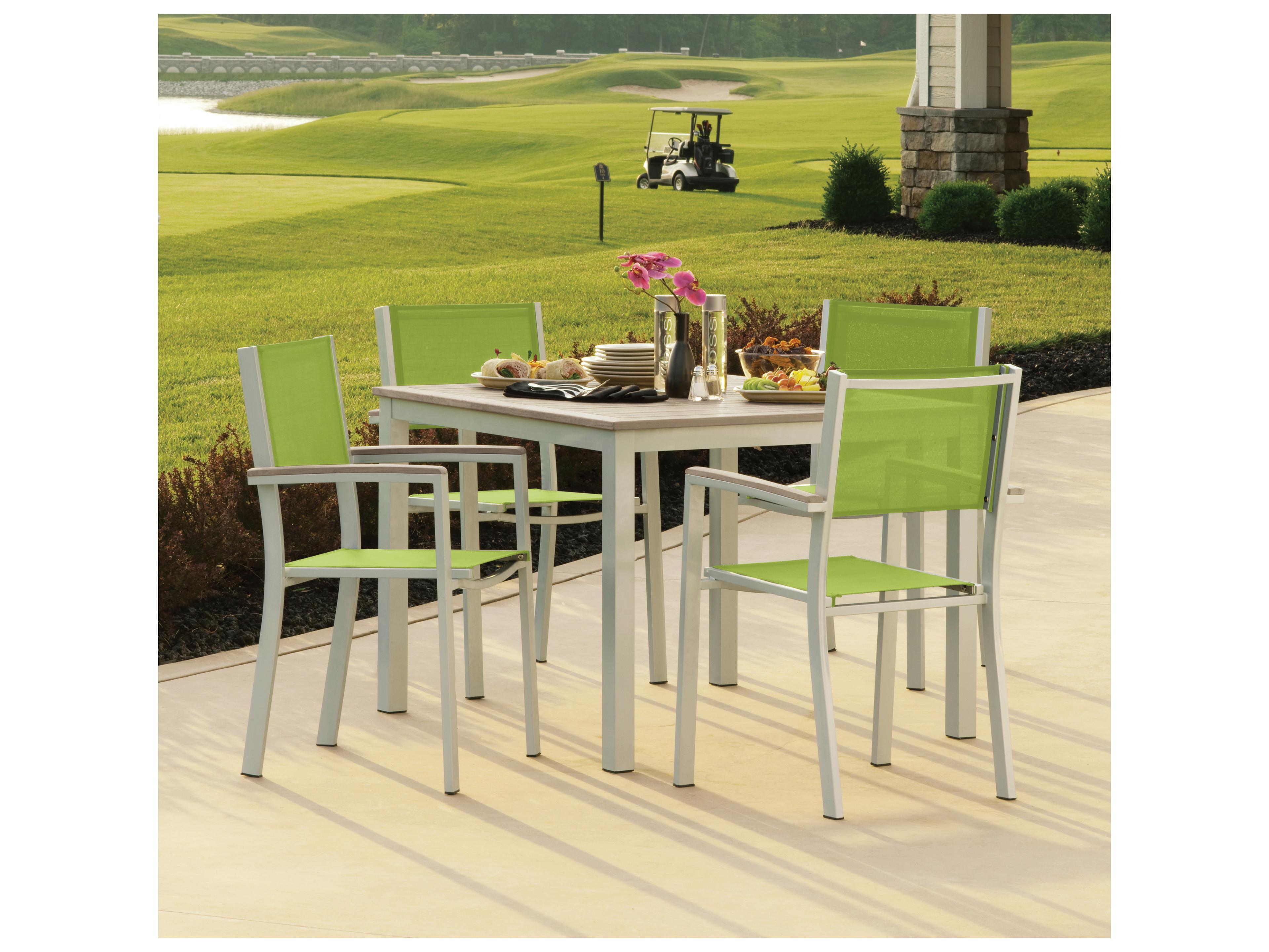 Oxford Garden Travira Aluminum Flint 5 Piece Patio Dining Set with Go Green Sling