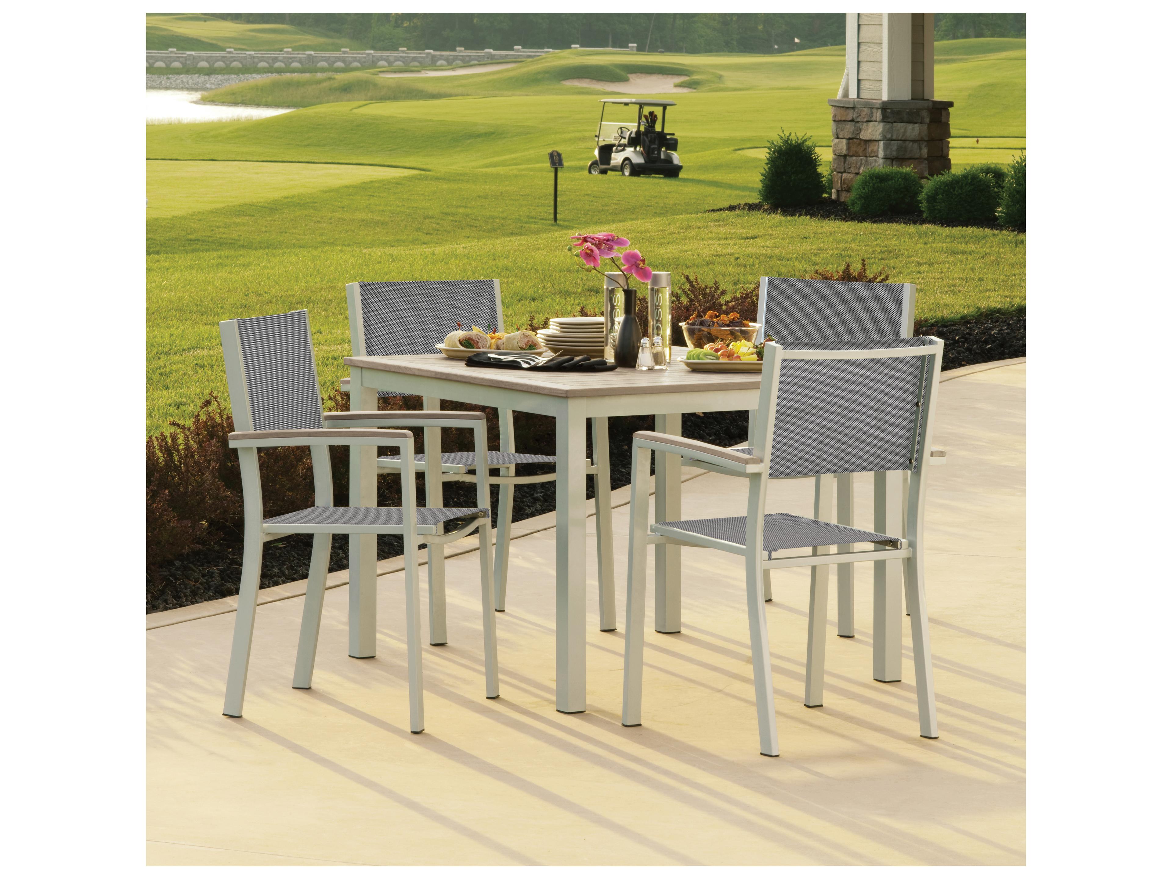 Oxford Garden Travira Aluminum Flint 5 Piece Outdoor Dining Set with Titanum Sling