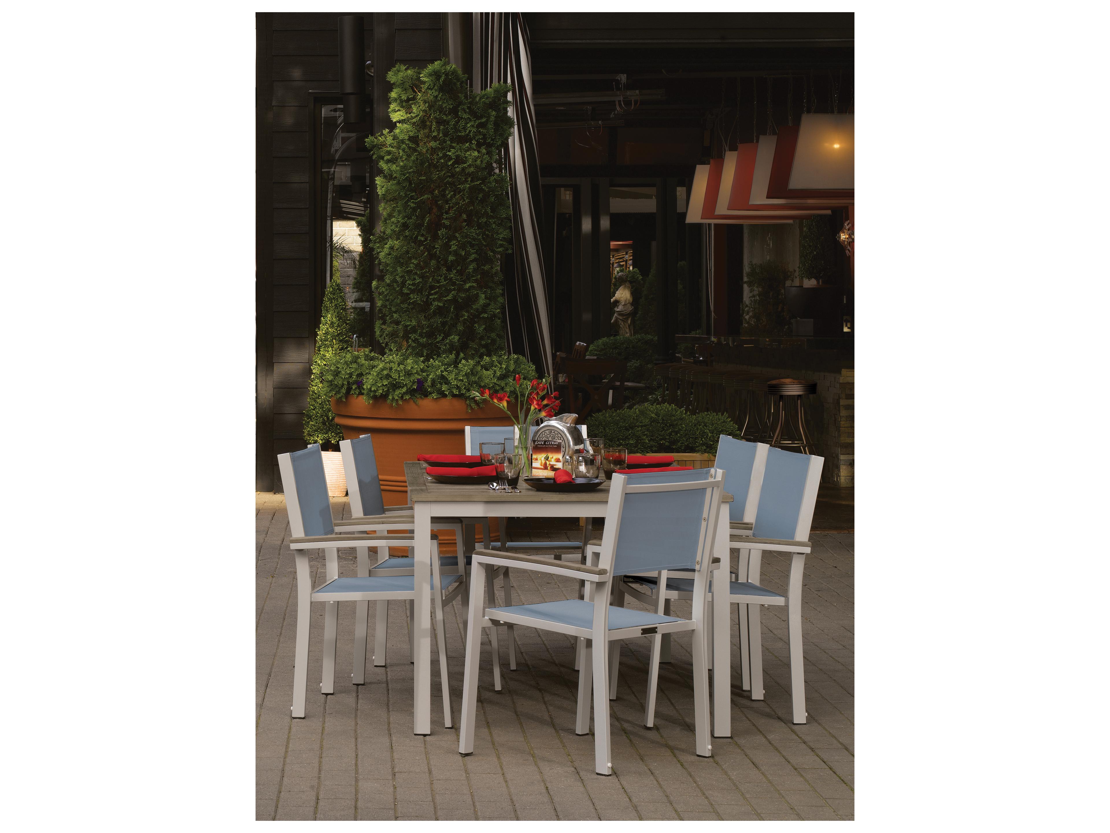 Oxford Garden Travira Aluminum Flint 7 Piece Patio Dining Set with Titanium Sling