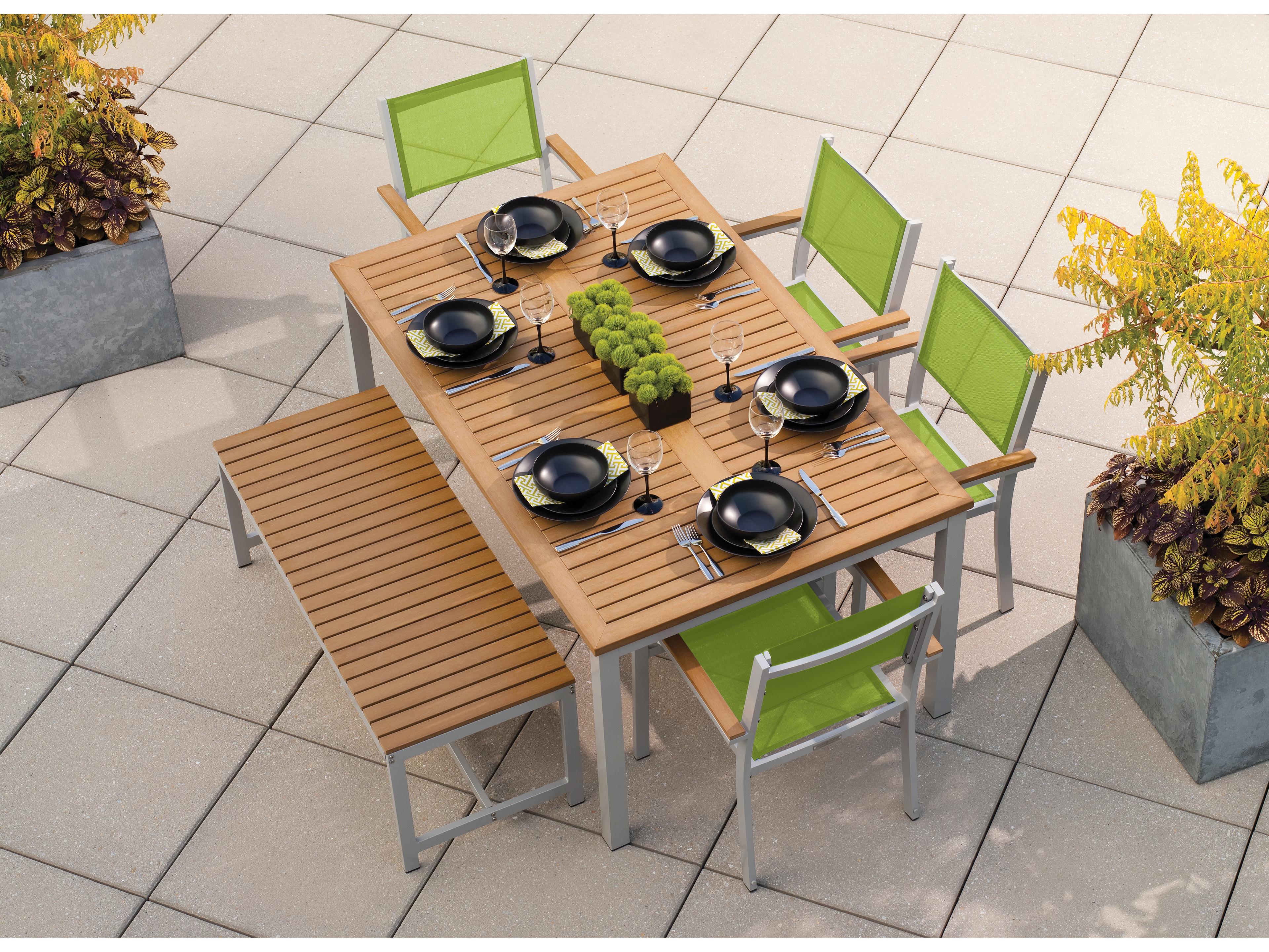 Oxford Garden Travira Aluminum Flint 6 Piece Outdoor Dining Set with Go Green Sling