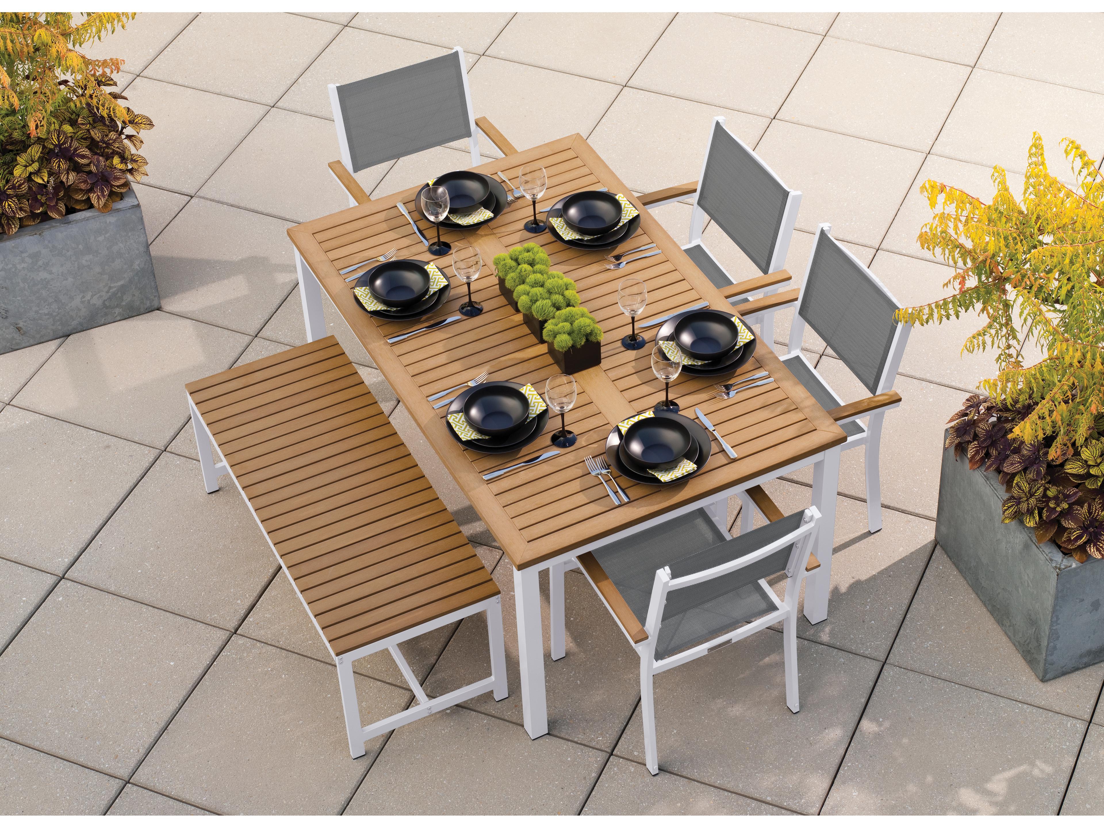 Oxford Garden Travira Aluminum Chalk 6 Piece Outdoor Dining Set with Titanium Sling