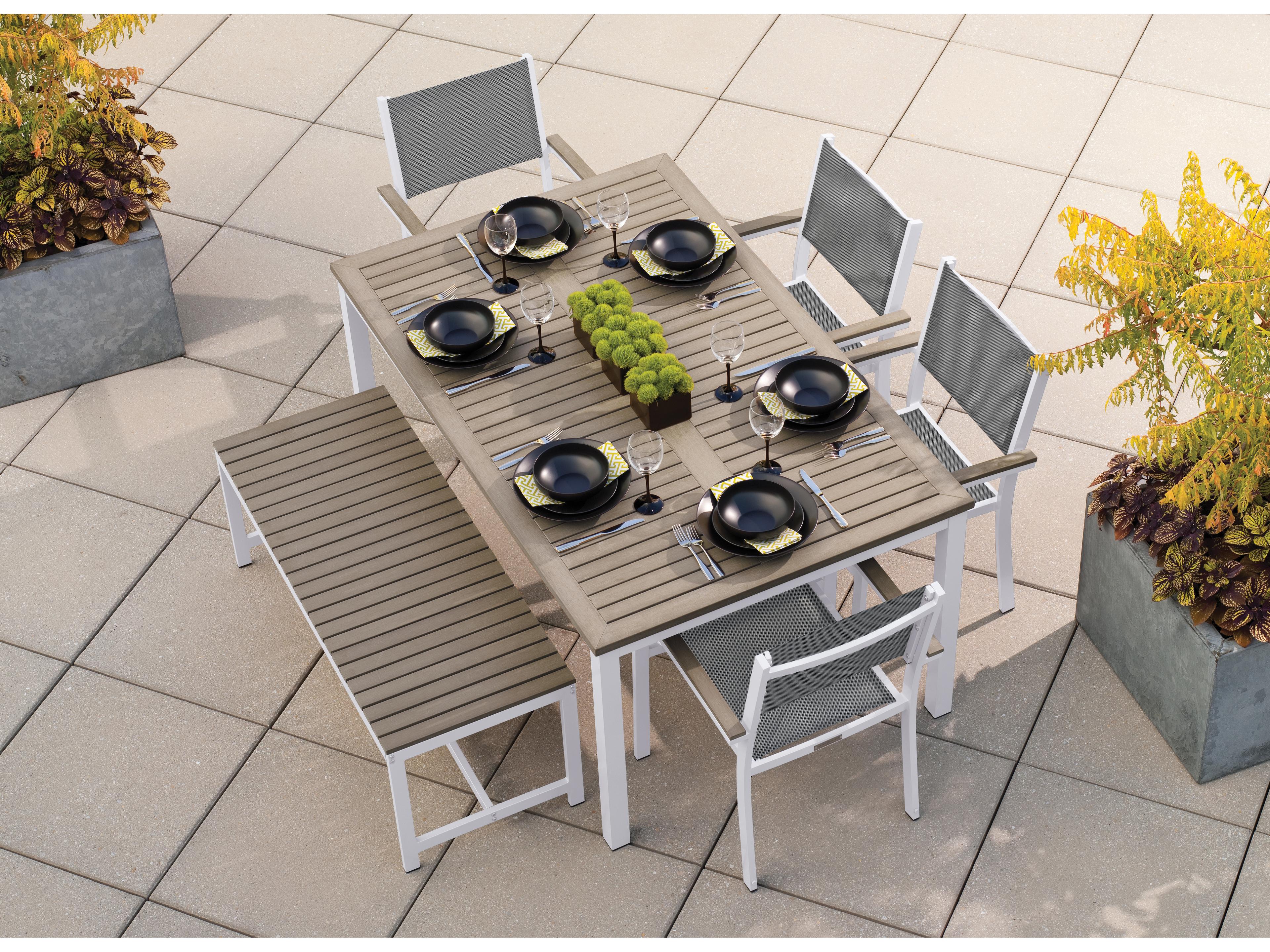 Oxford Garden Travira Aluminum Chalk 6 Piece Patio Dining Set with Titanium Sling