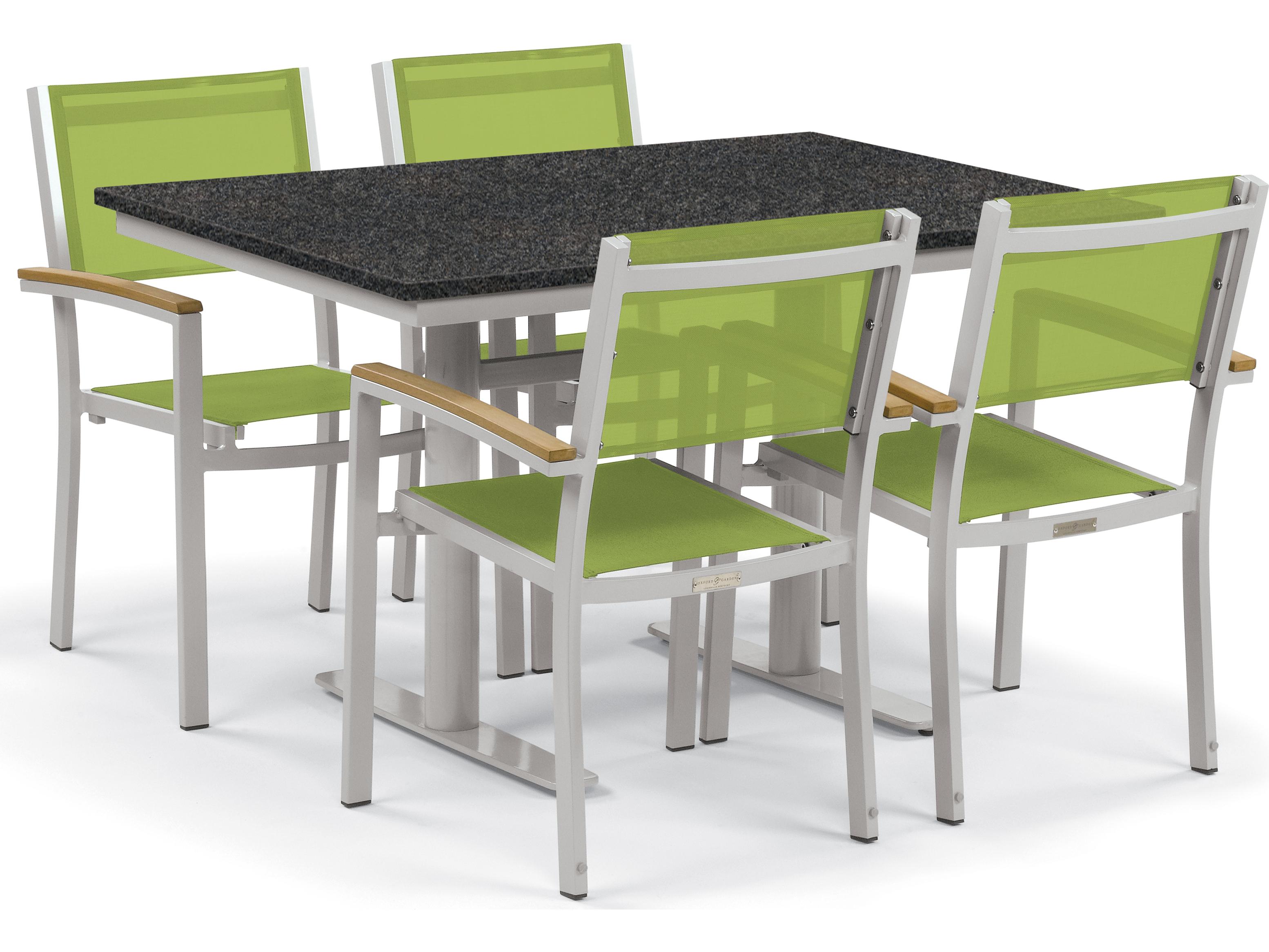 Oxford Garden Travira Aluminum Flint 5 Piece Bistro Set with Go Green Sling