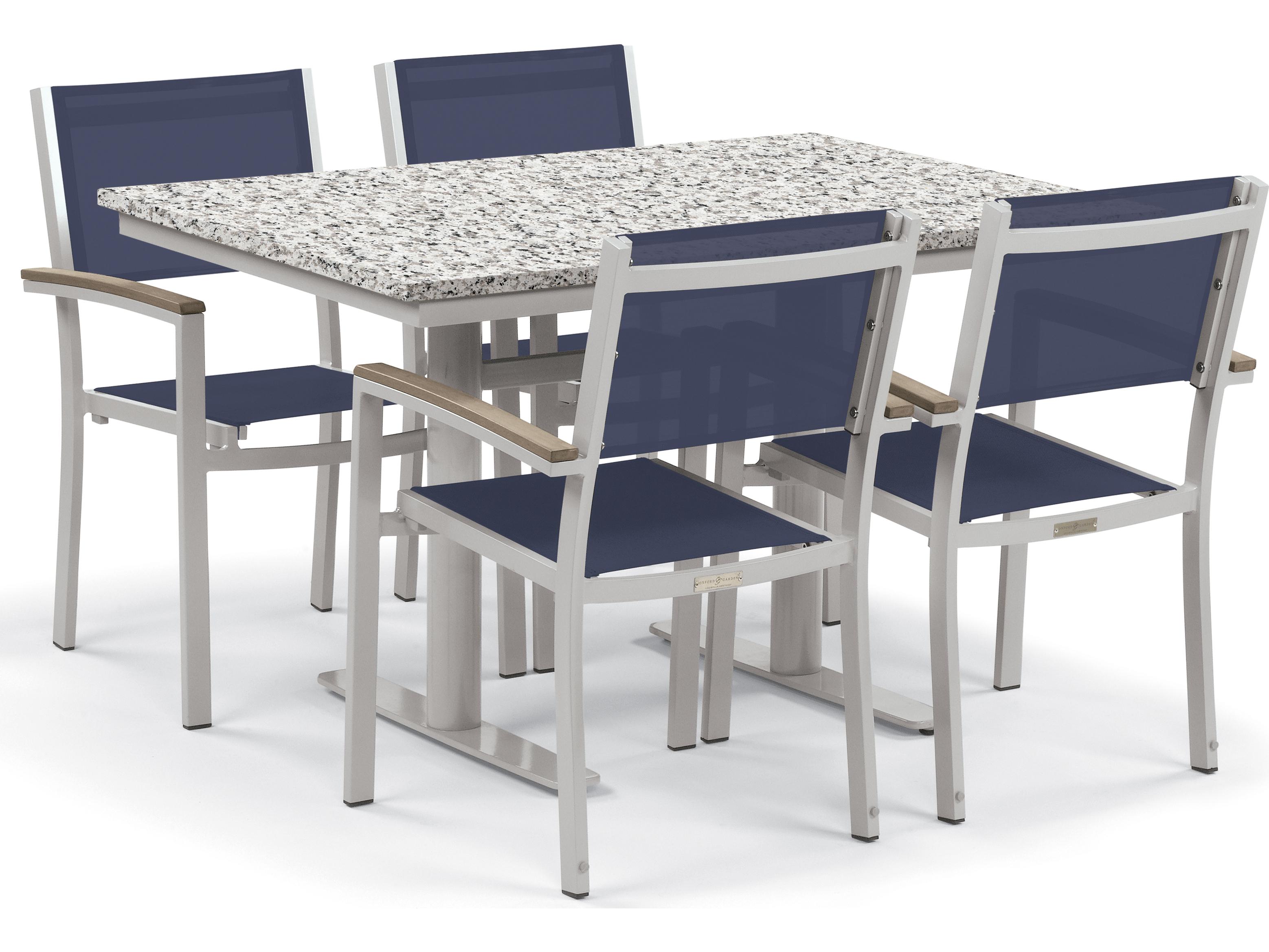 Oxford Garden Travira Aluminum Flint 5 Piece Bistro Set with Ink Pen Sling