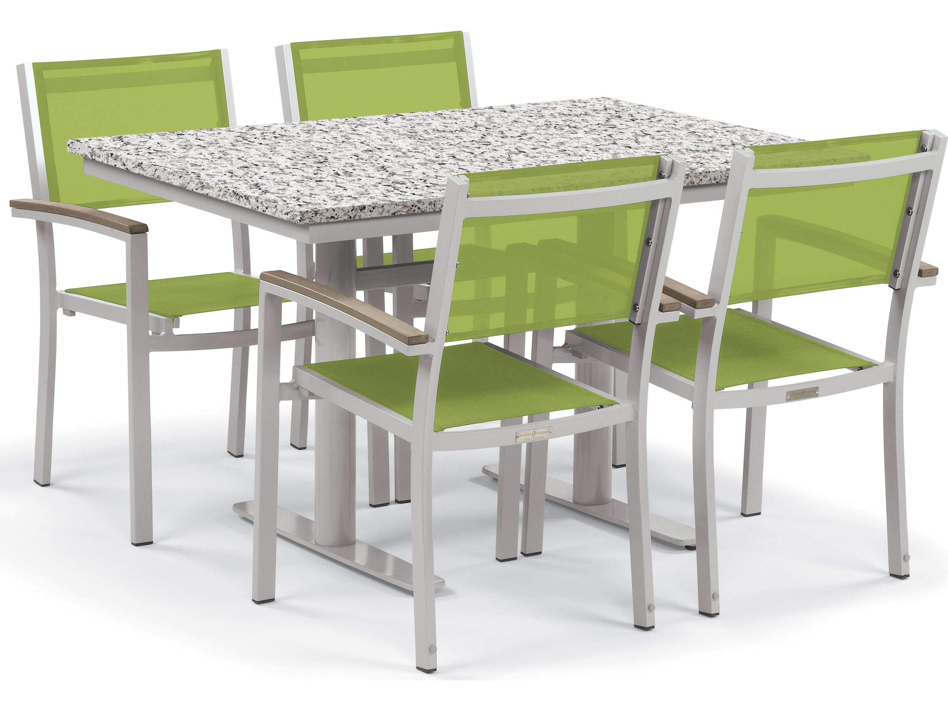 Oxford Garden Travira Aluminum Flint 5 Piece Bistro Set with Go Green Sling