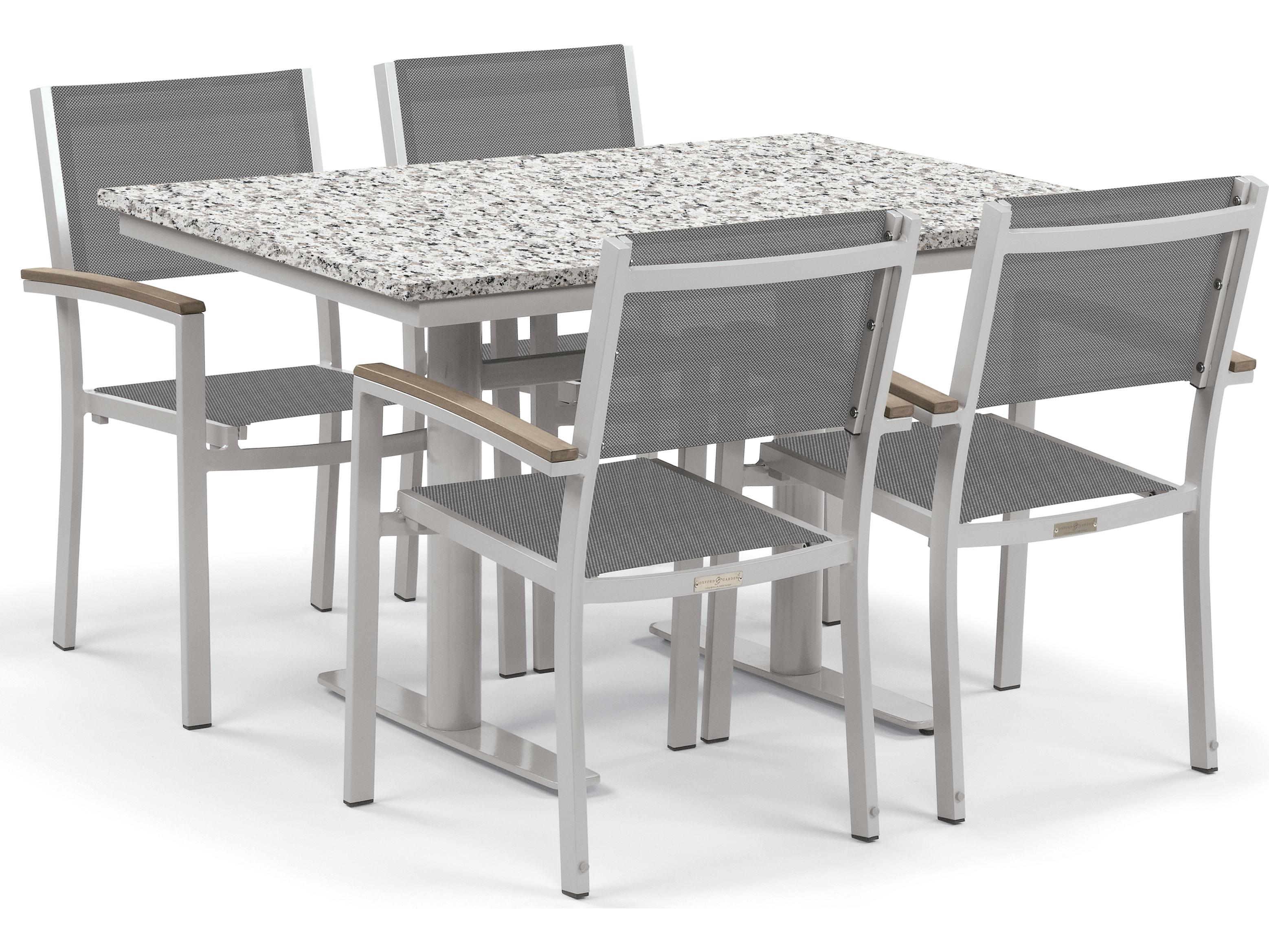 Oxford Garden Travira Aluminum Flint 5 Piece Bistro Set with Titanium Sling