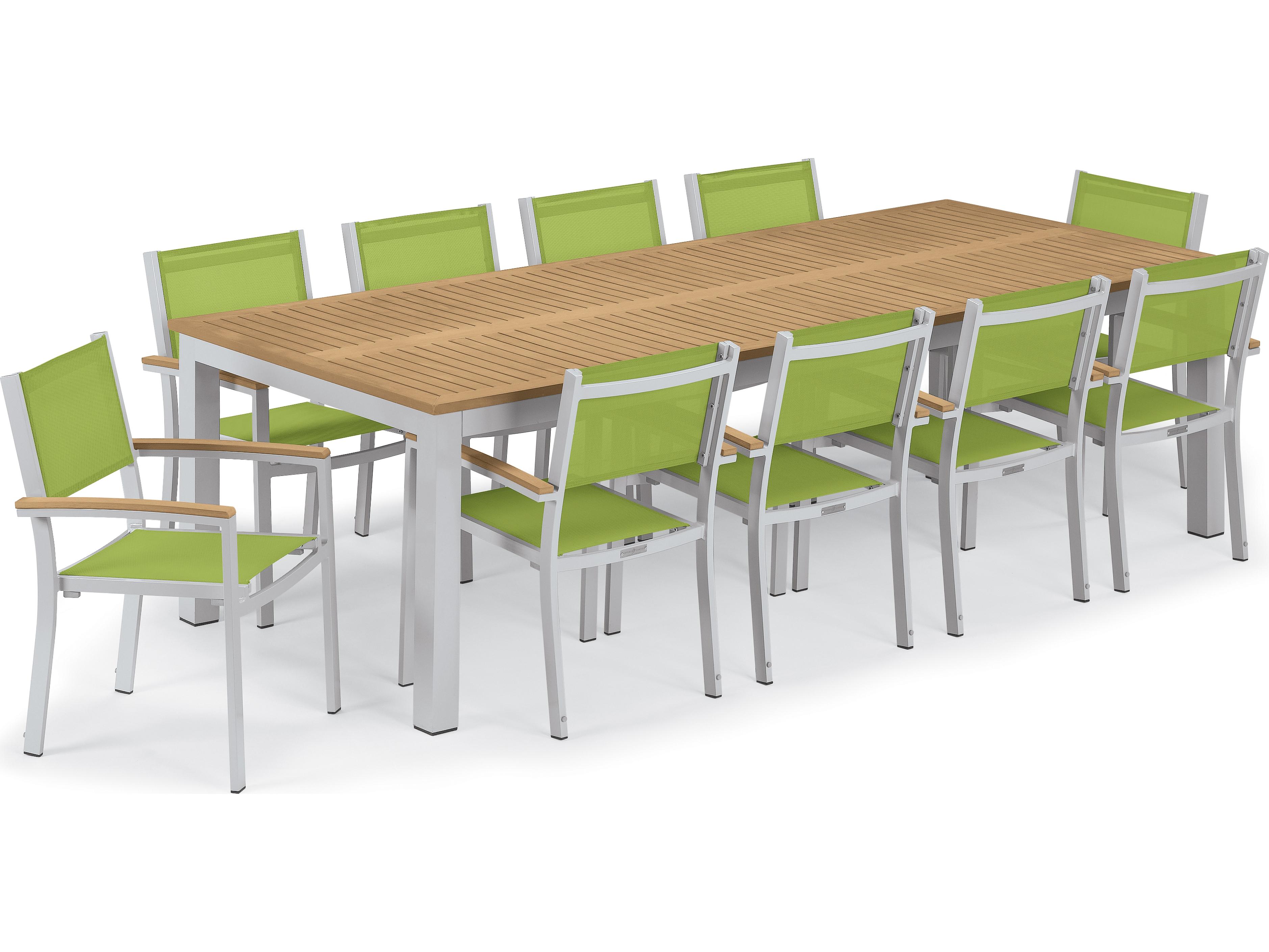 Oxford Garden Travira Aluminum Flint 11 Piece Outdoor Dining Set with Go Green Sling