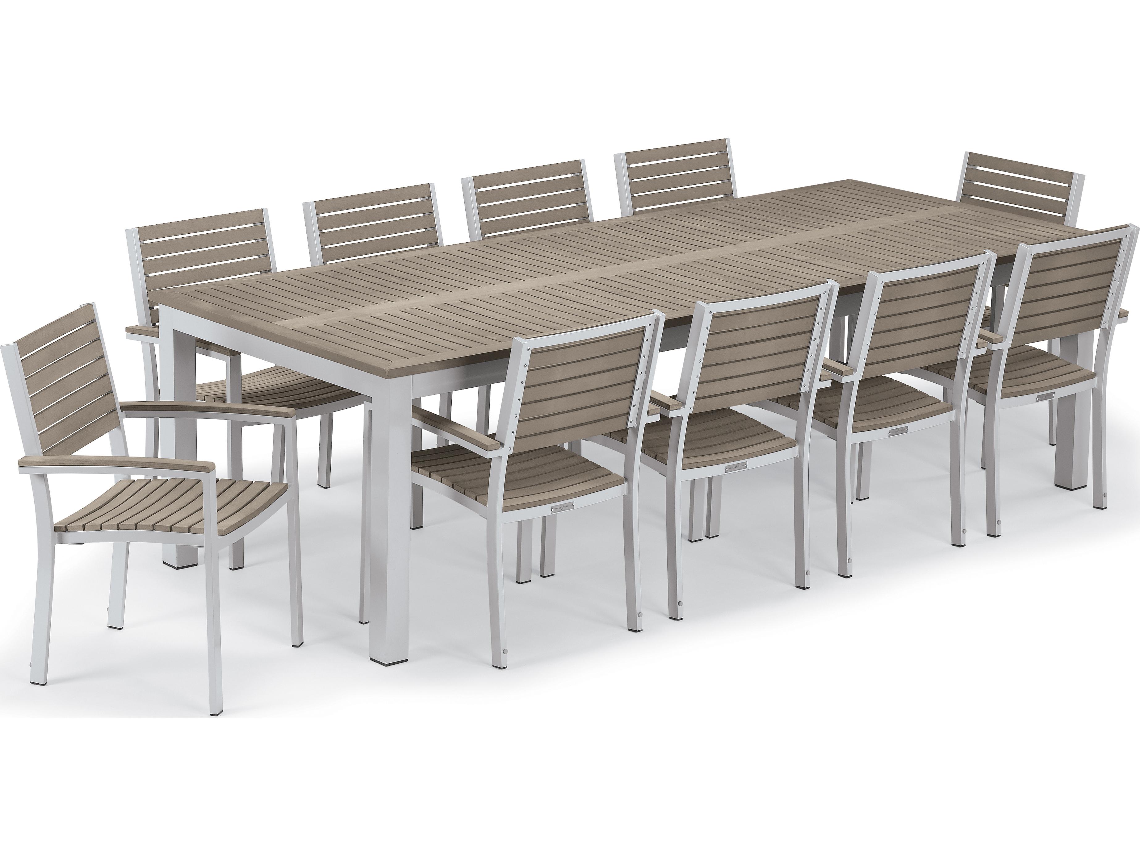 Oxford Garden Travira Aluminum Flint 11 Piece Outdoor Dining Set