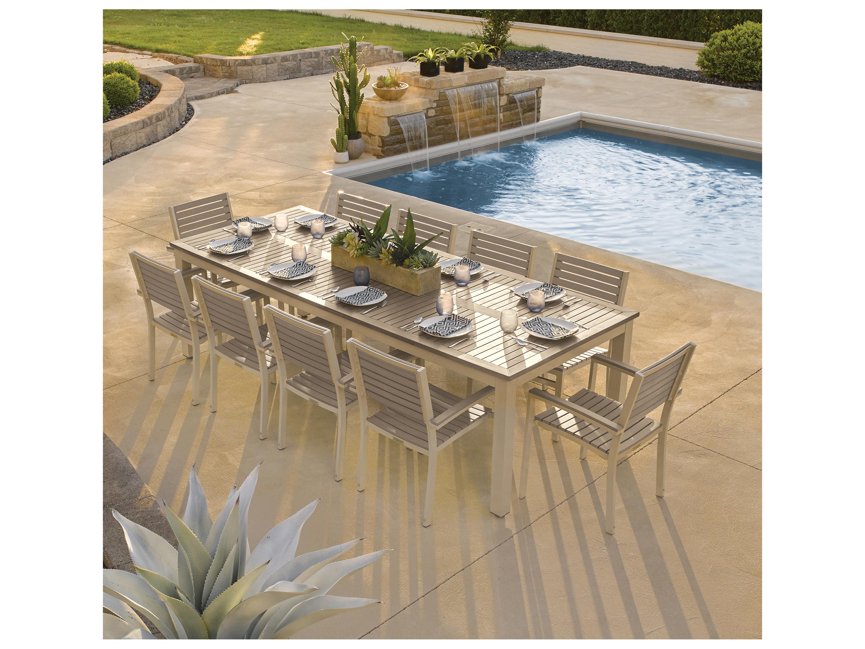 Oxford Garden Travira Aluminum Flint 11 Piece Outdoor Dining Set