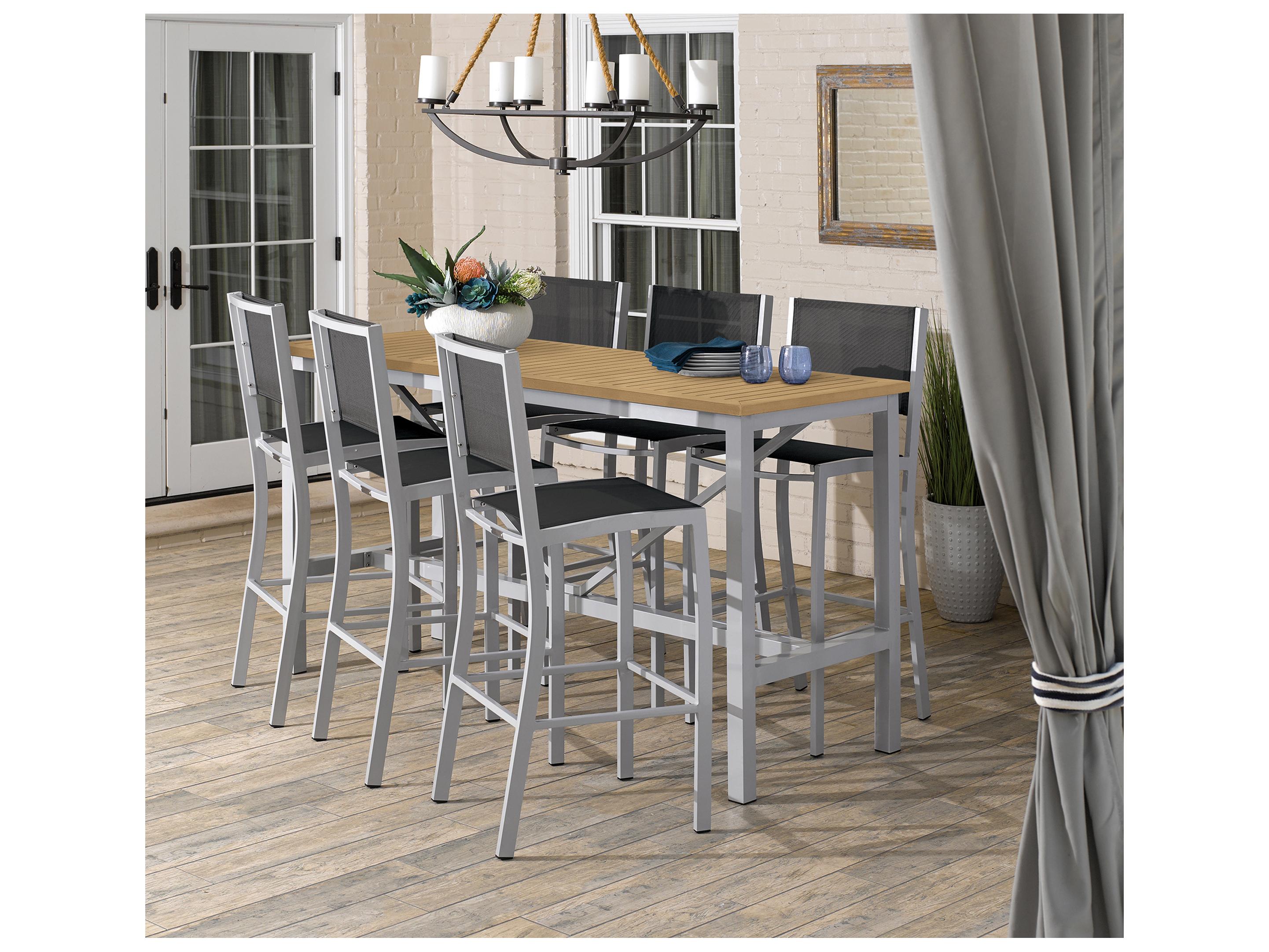 Oxford Garden Travira Aluminum Flint 7 Piece Bar Set with Black Sling