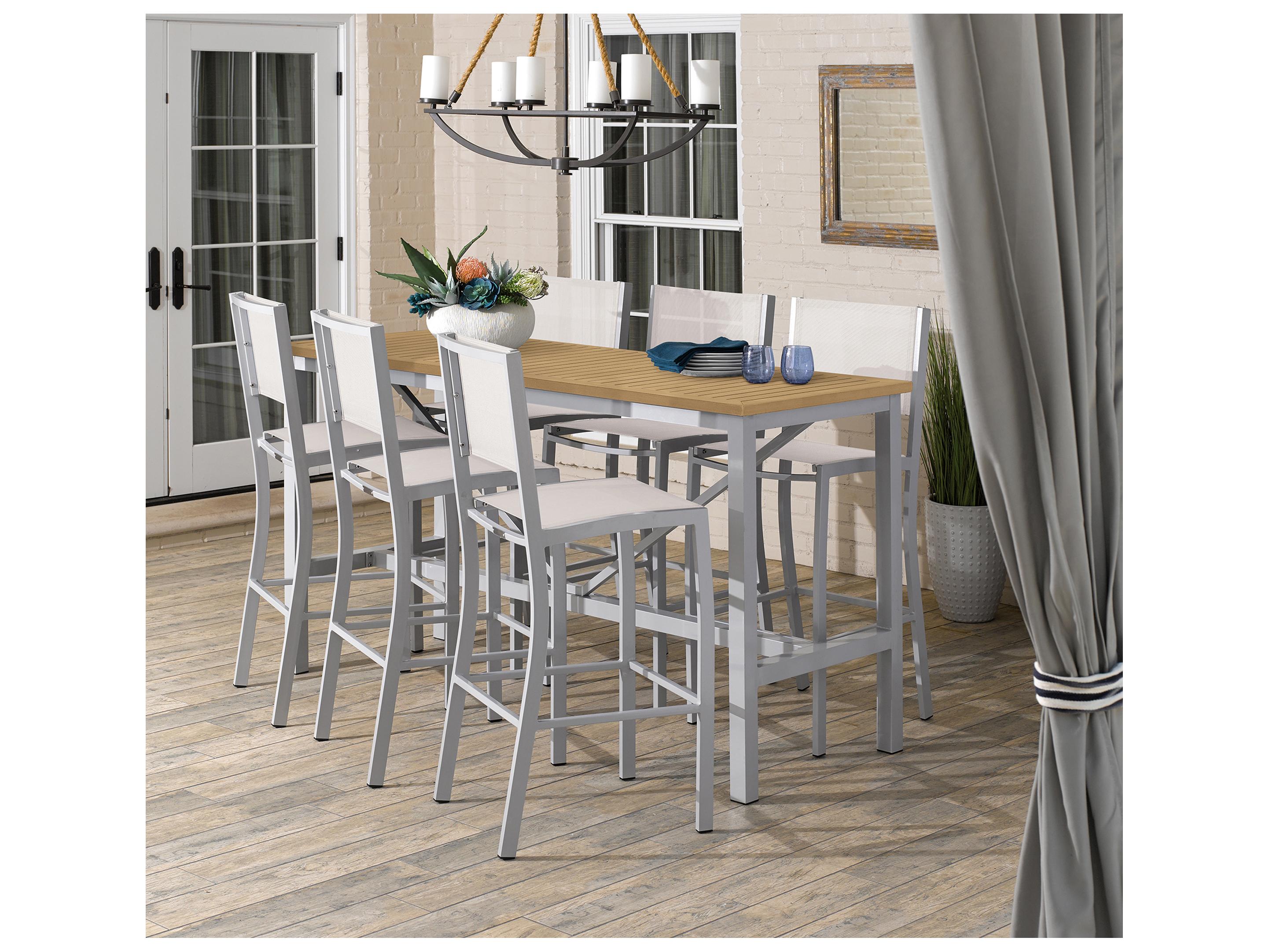 Oxford Garden Travira Aluminum Flint 7 Piece Bar Set with Natural Sling