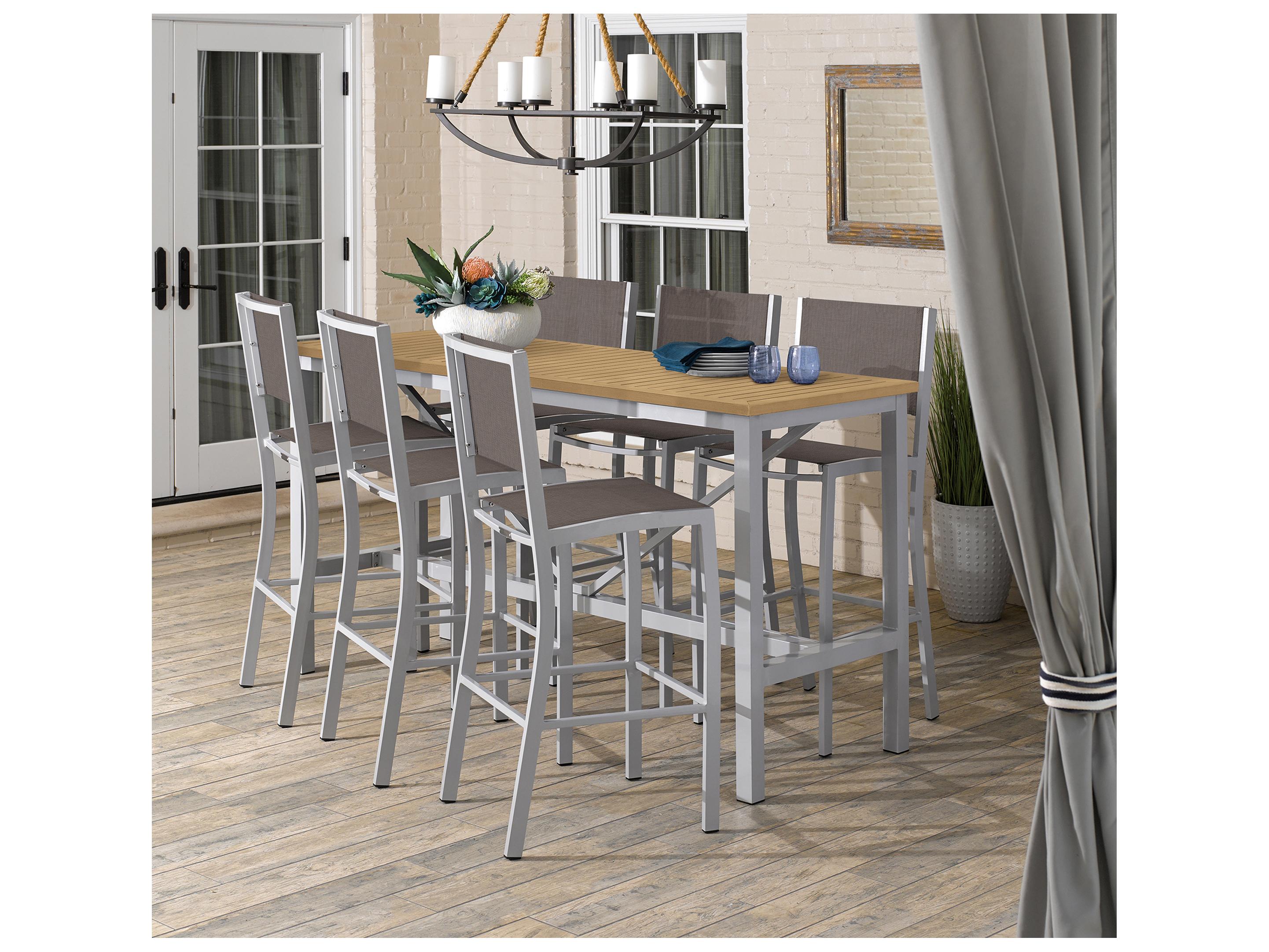 Oxford Garden Travira Aluminum Flint 7 Piece Bar Set with Cocoa Sling