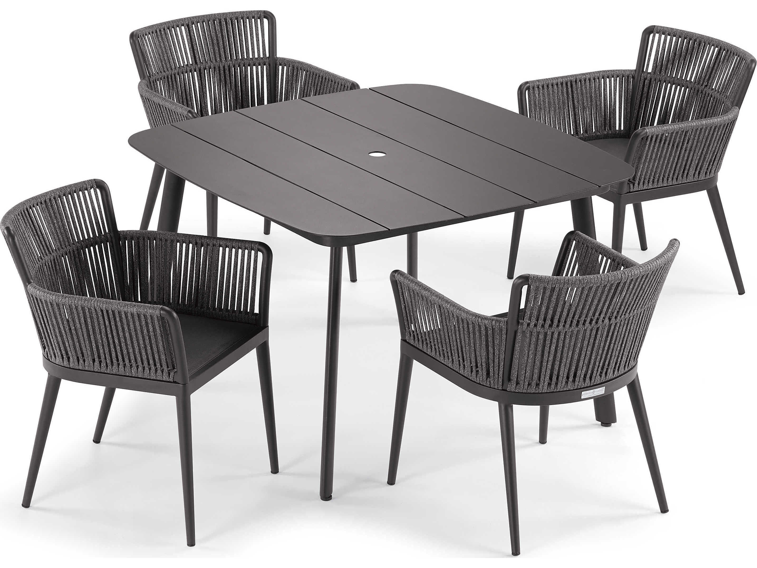 Oxford Garden Nette 5 Piece Aluminum Dining Table & Armchair Set