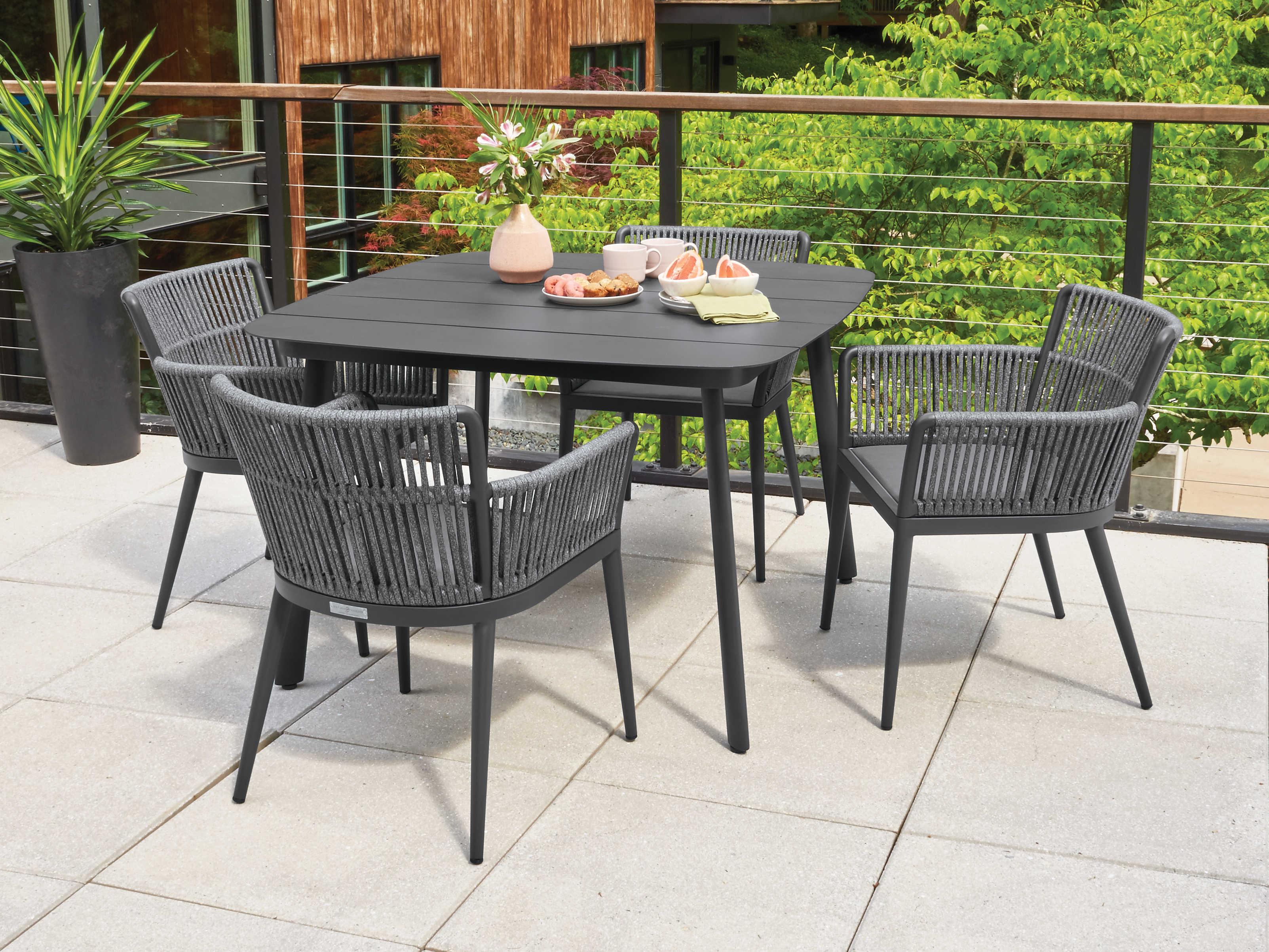 Oxford Garden Nette 5 Piece Aluminum Dining Table & Armchair Set
