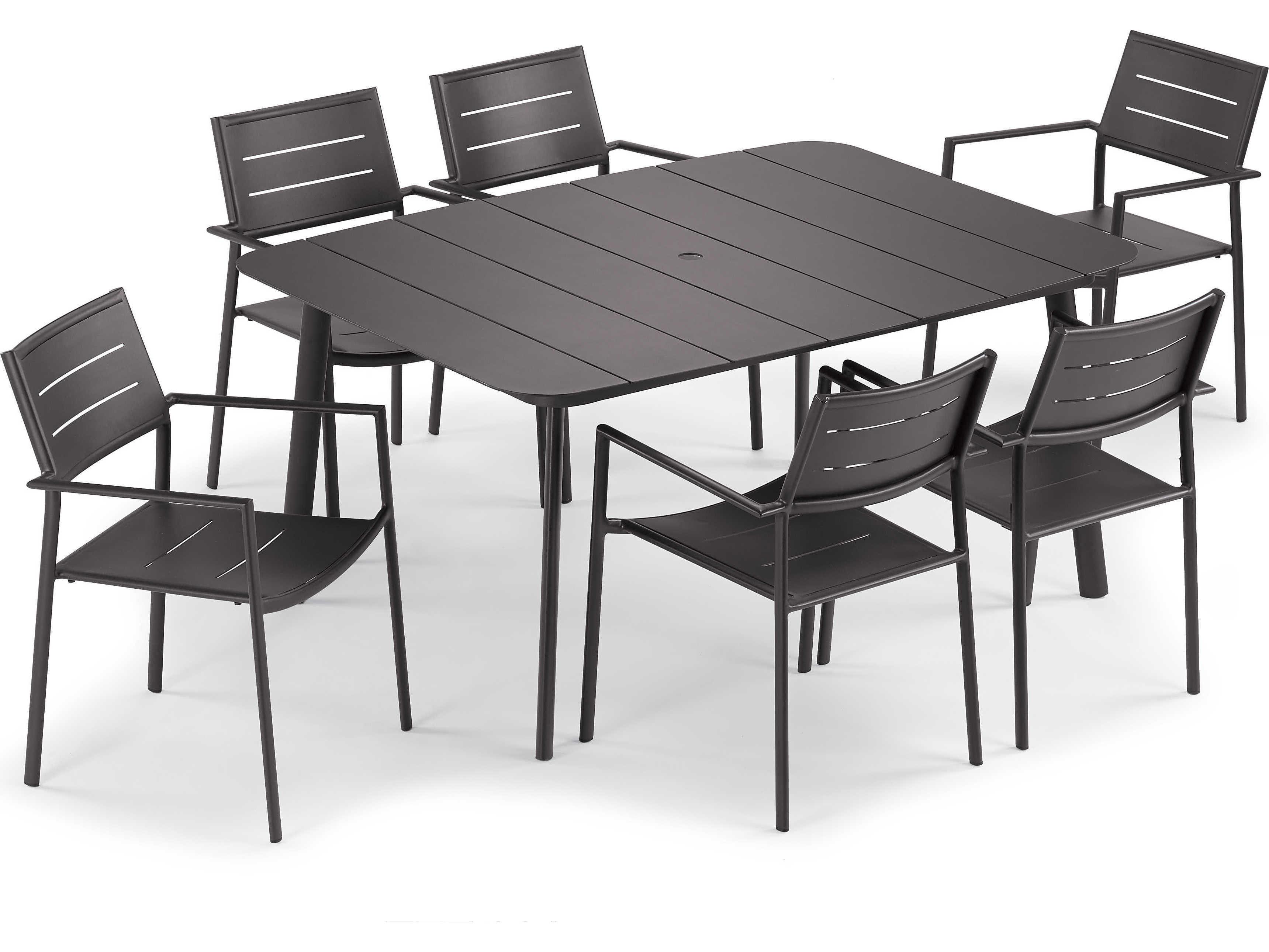 Oxford Garden Eiland 6 Aluminum Dining Chairs and Table Set