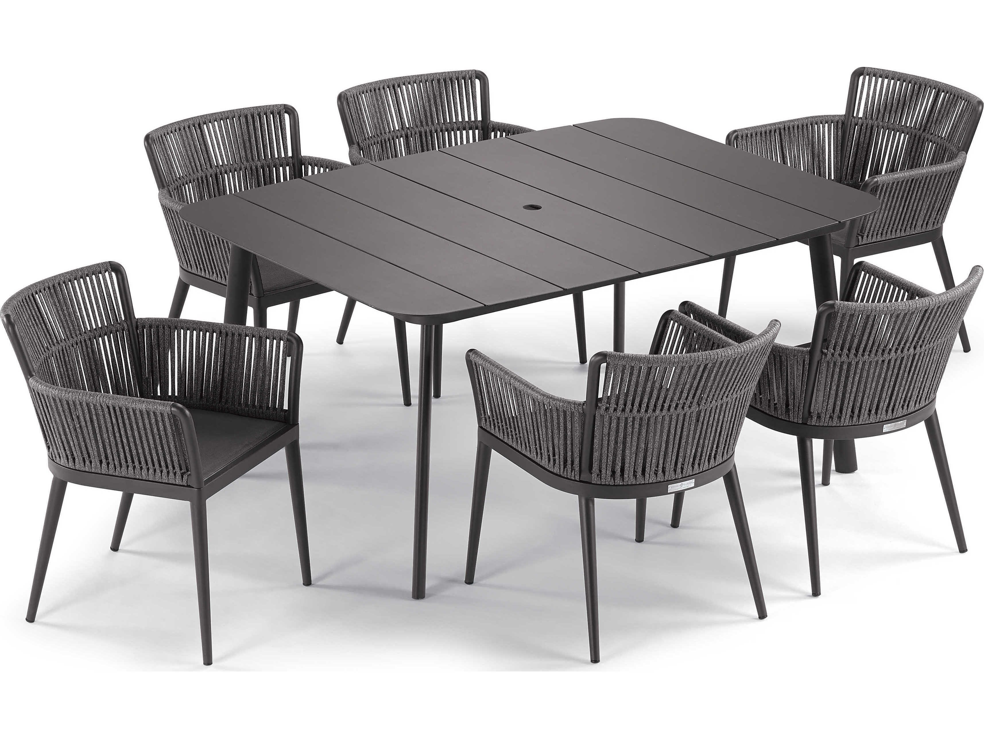 Oxford Garden Nette 7 Piece Aluminum Dining Table & Armchair Set