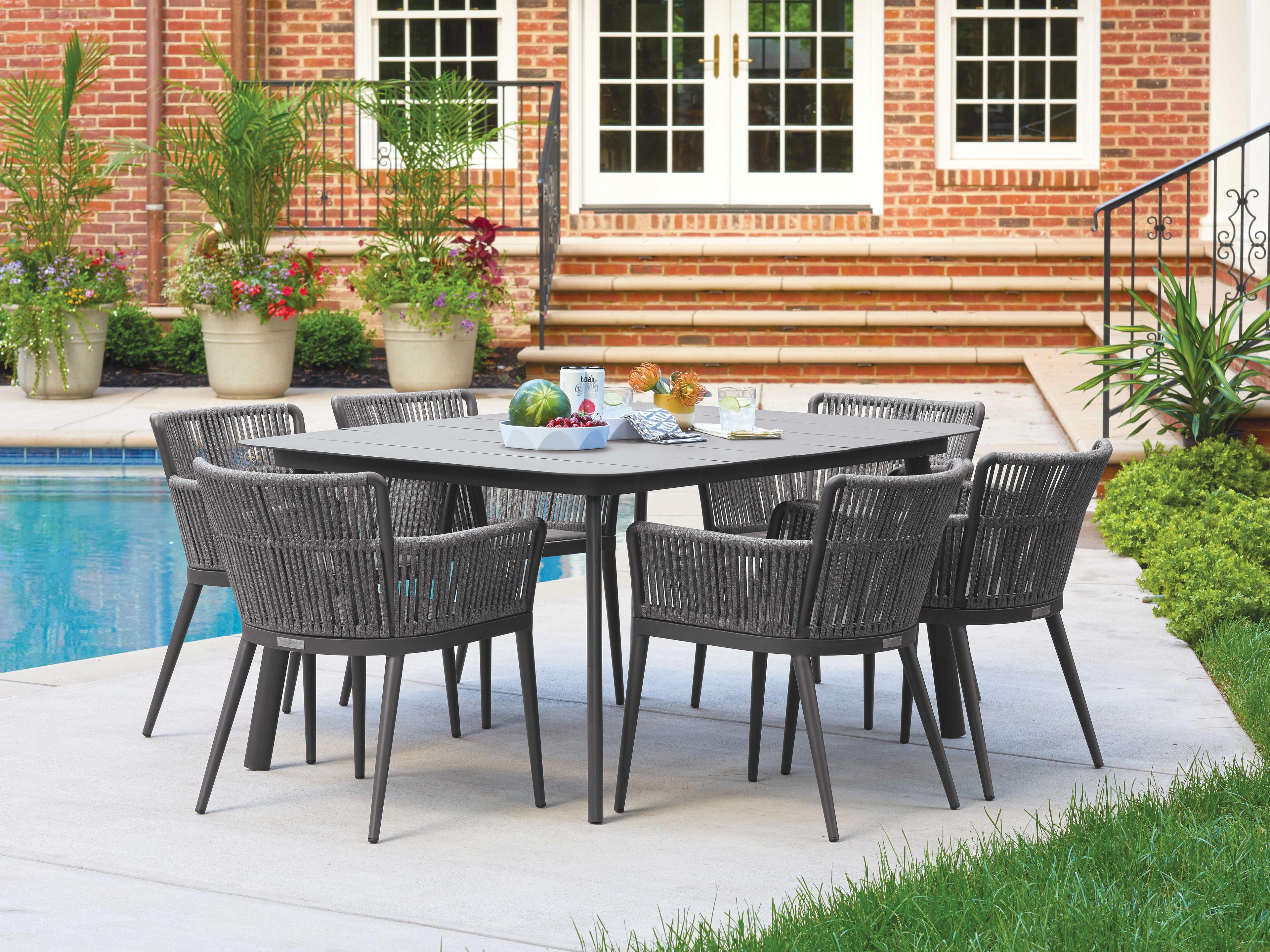 Oxford Garden Nette 7 Piece Aluminum Dining Table & Armchair Set