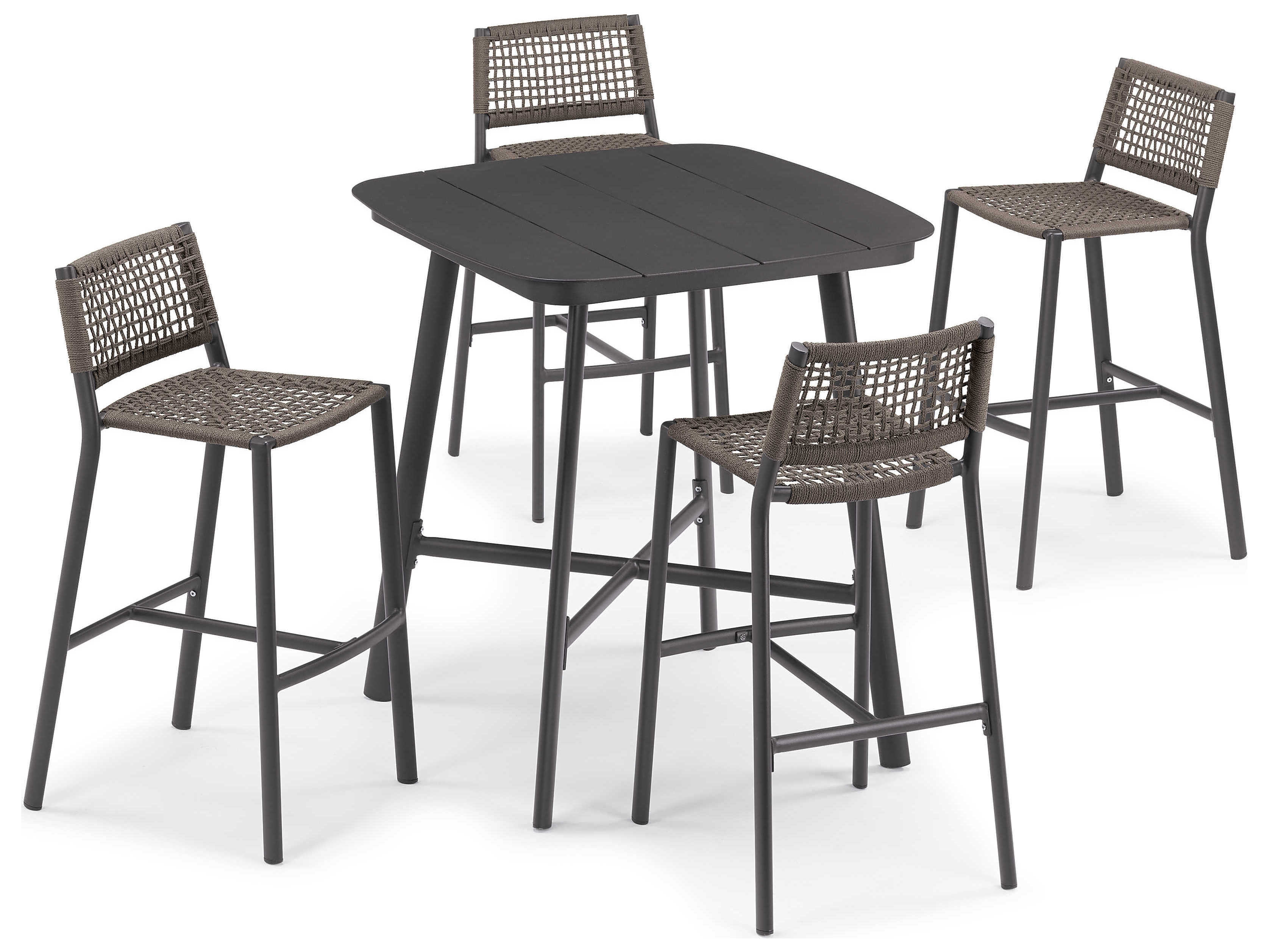 Oxford Garden Eiland 4 Aluminum Bar Stools and Table Set