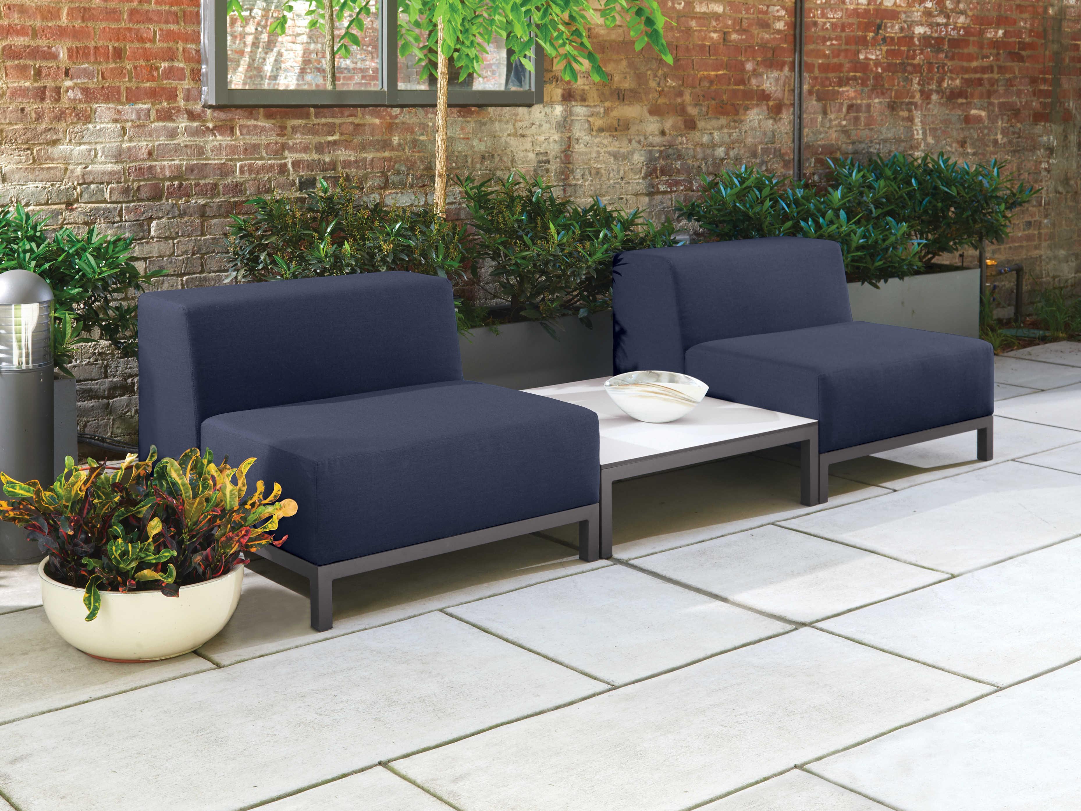 Oxford Garden Koral 3 Piece Modular Aluminum Cushion Lounge Set - No Cushion