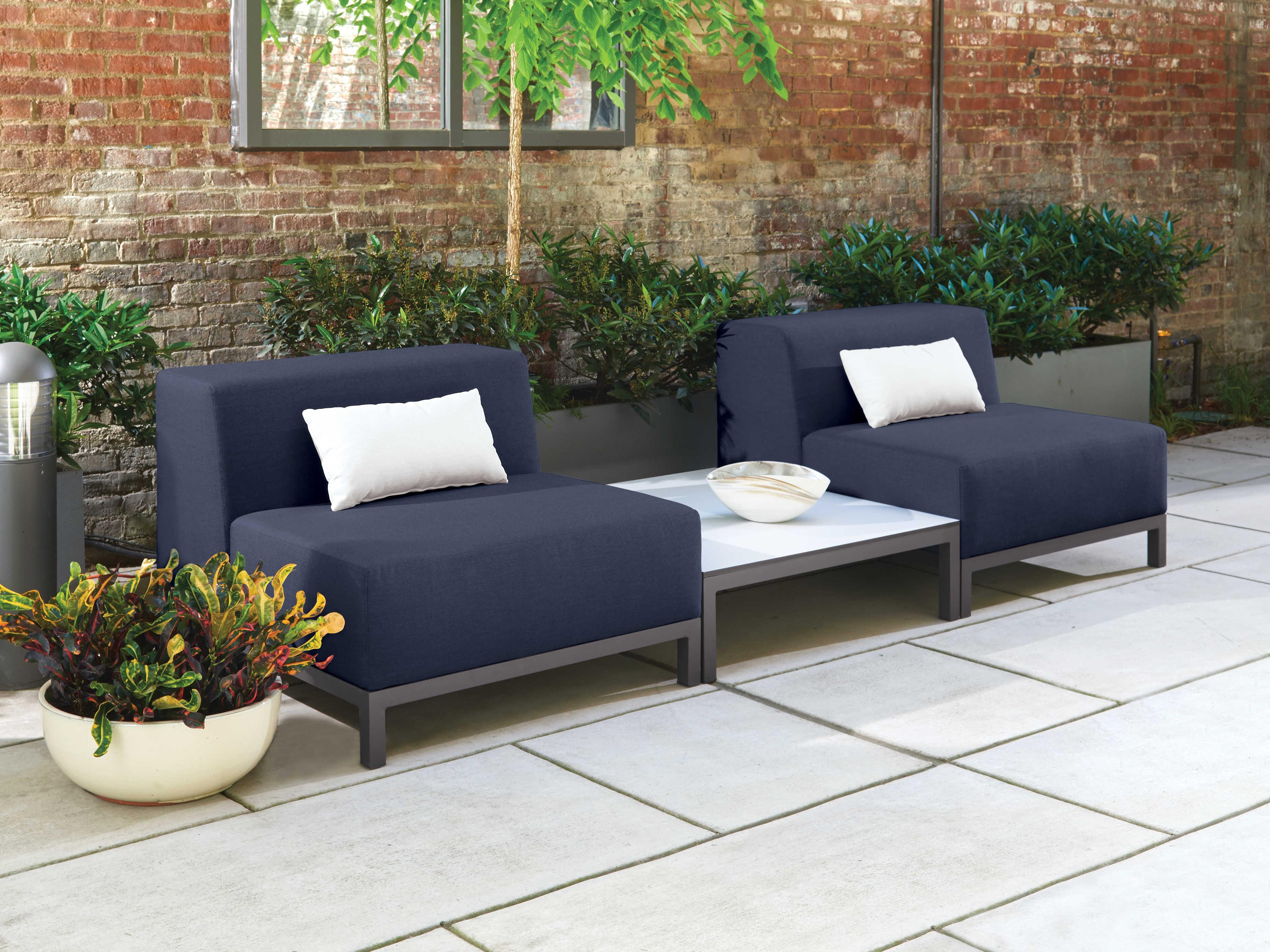 Oxford Garden Koral 3 Piece Modular Aluminum Cushion Lounge Set