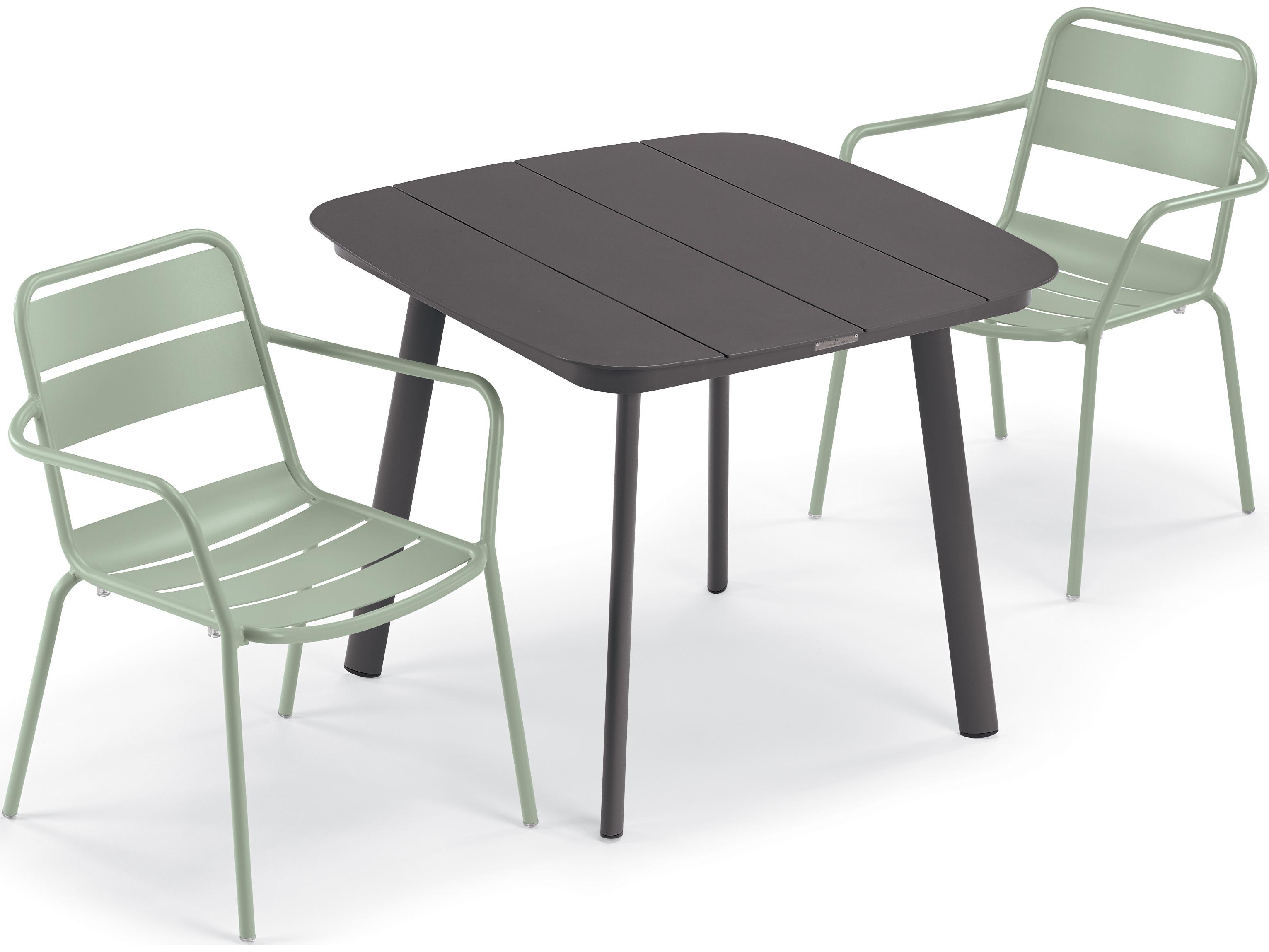 Oxford Garden Kapri Aluminum Carbon/Sage 3 Piece Outdoor Patio Dining Set