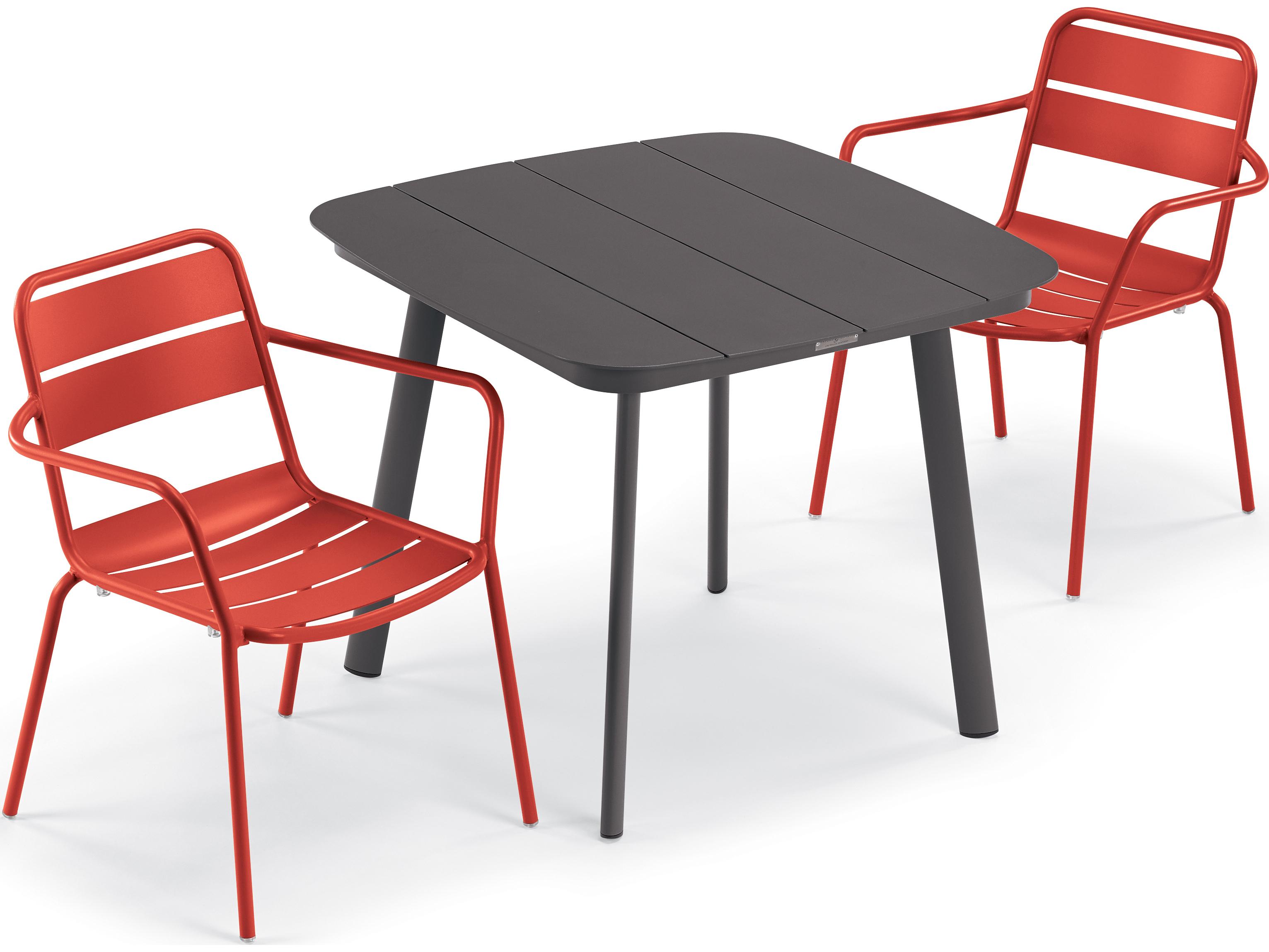 Oxford Garden Kapri Aluminum Carbon/Venetian 3 Piece Patio Dining Set