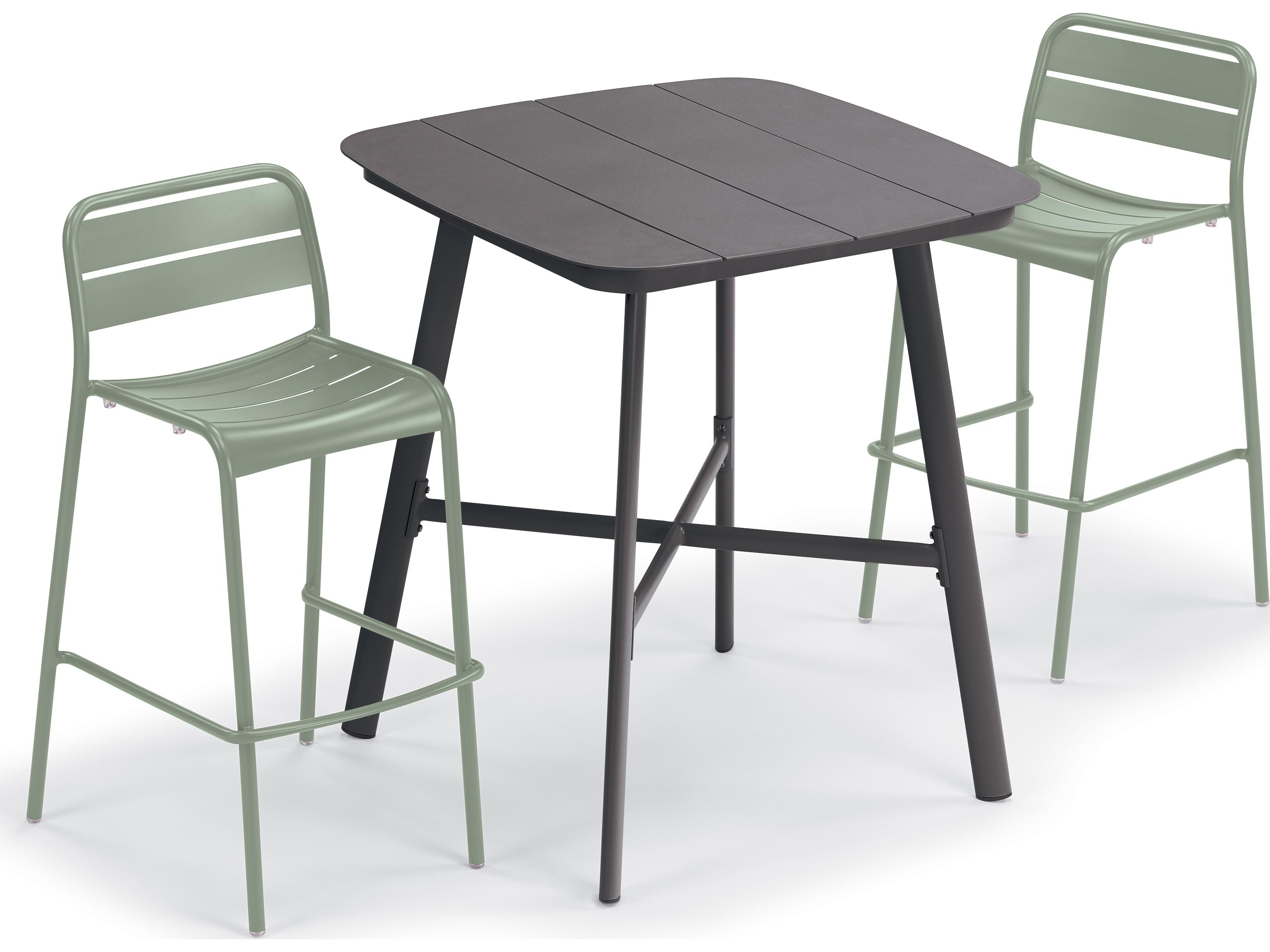 Oxford Garden Kapri Aluminum Carbon/Sage 3 Piece Bar Set