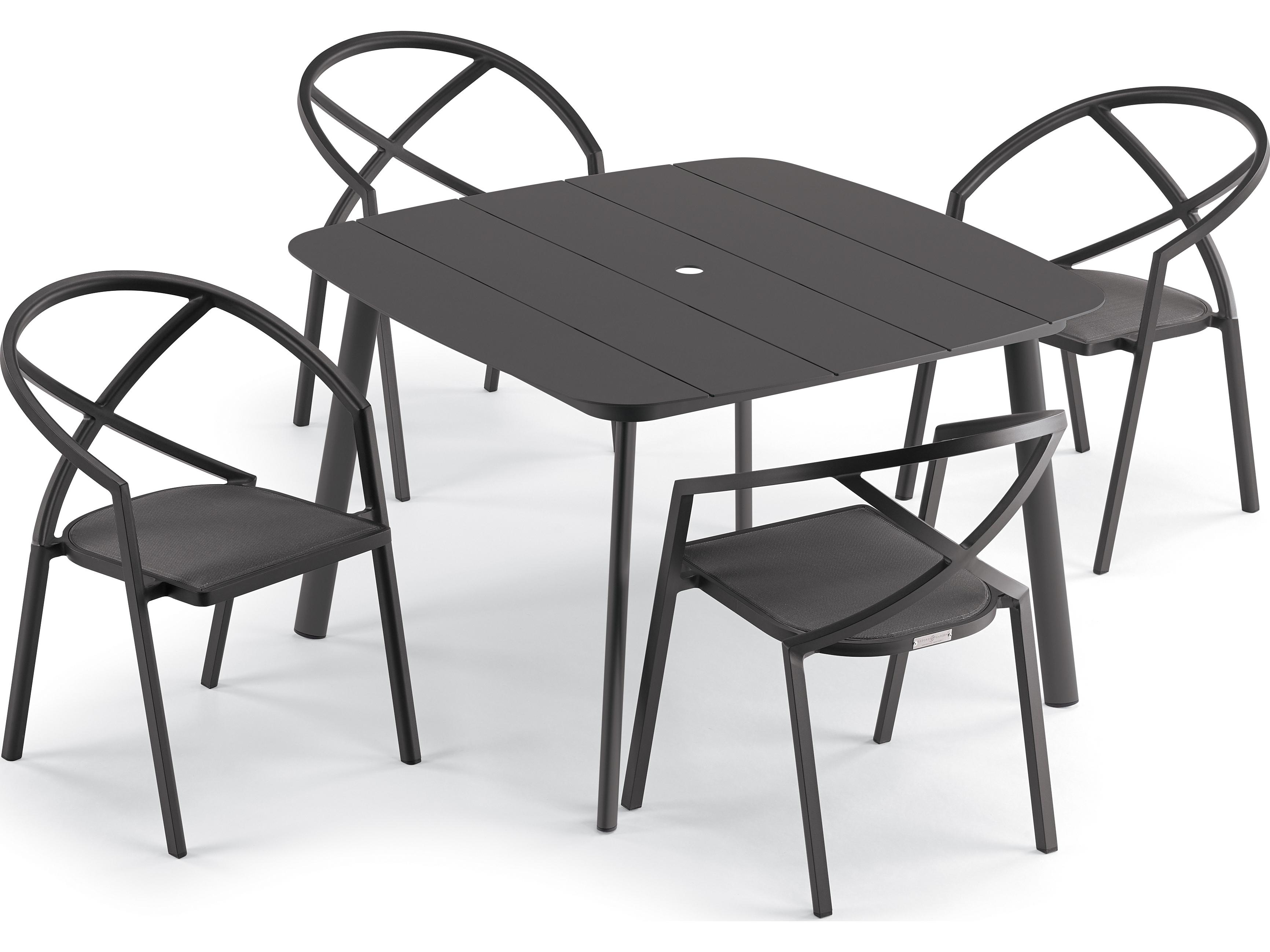 Oxford Garden Azal Aluminum Carbon 5 Piece Outdoor Patio Dining Set