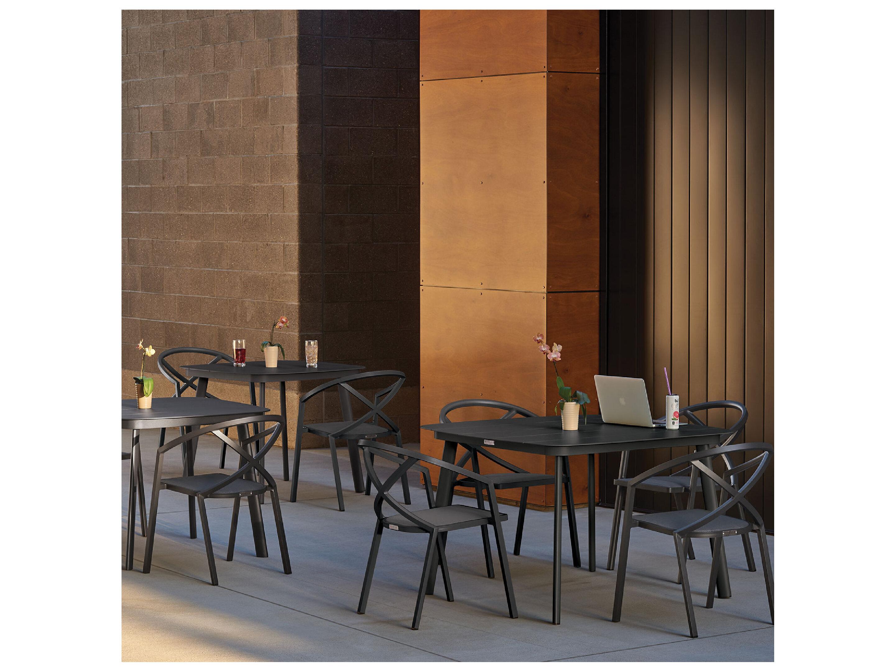 Oxford Garden Azal Aluminum Carbon 5 Piece Outdoor Patio Dining Set