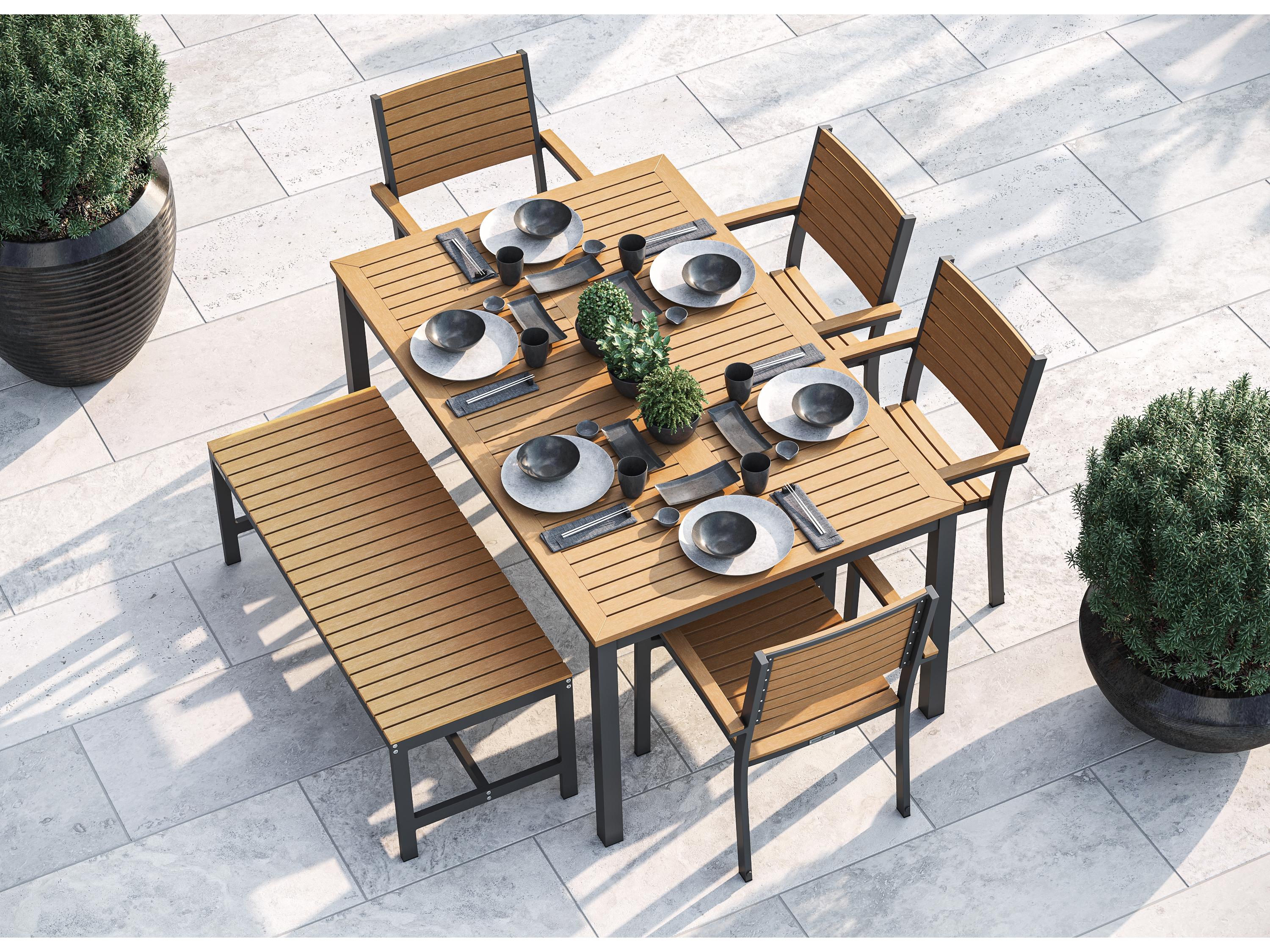 Oxford Garden Travira Aluminum Flint 6 Piece Patio Dining Set