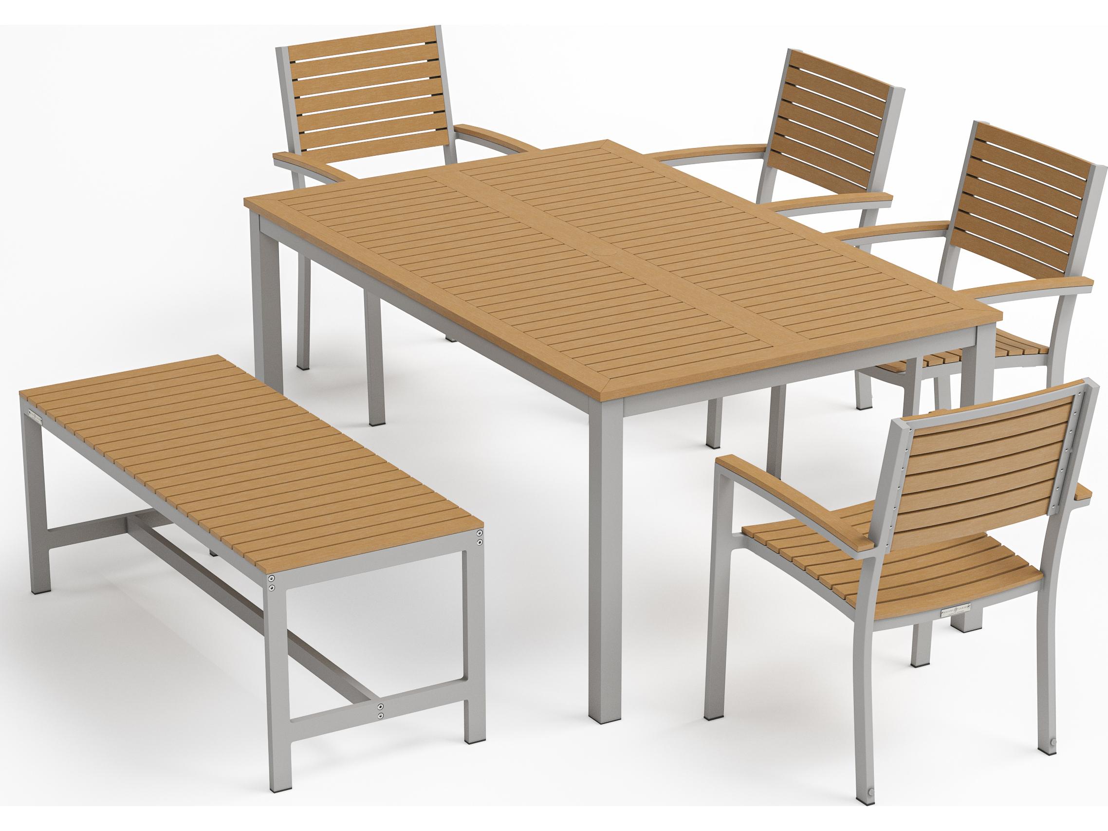 Oxford Garden Travira Aluminum Flint 6 Piece Outdoor Dining Set