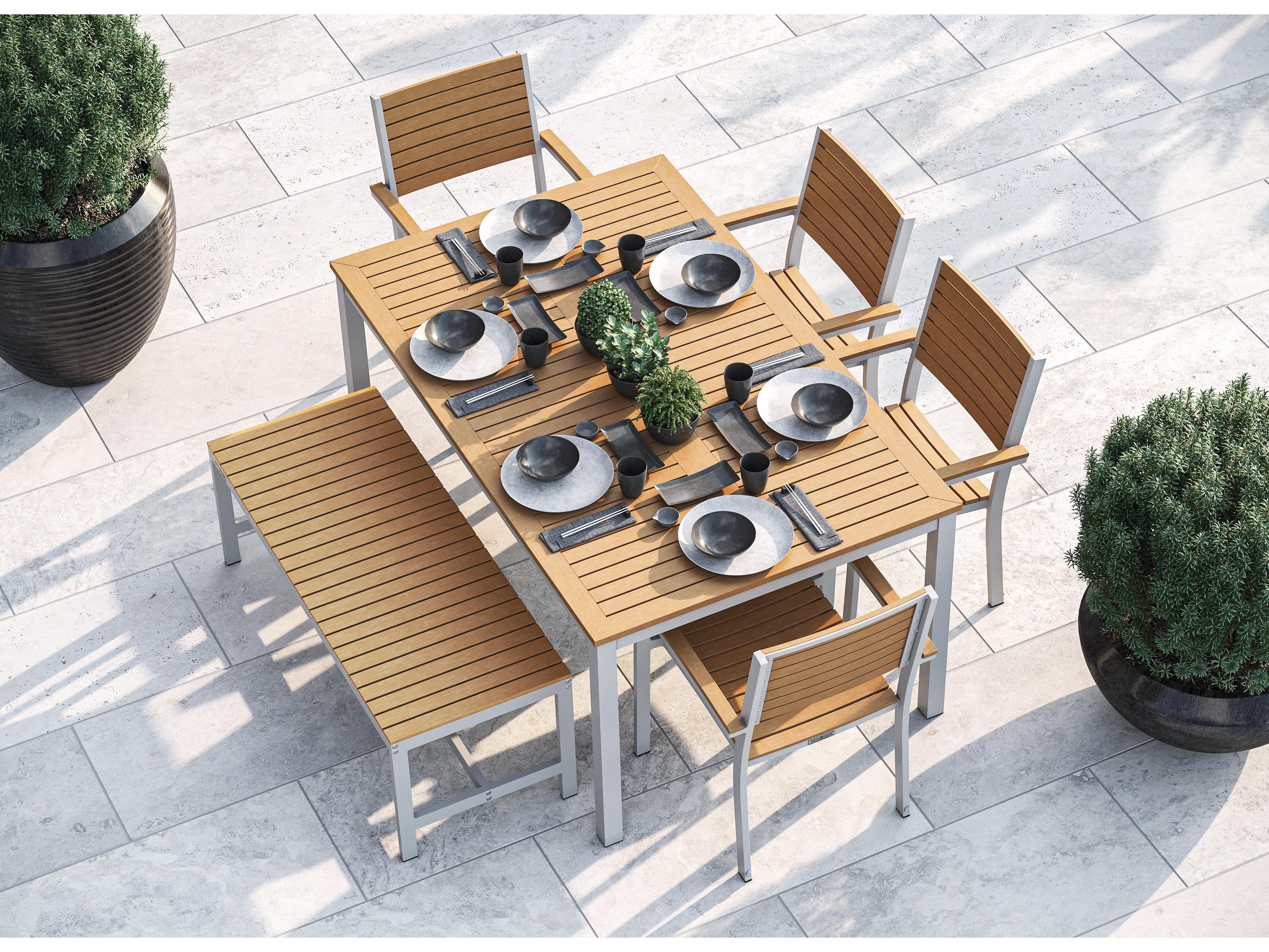 Oxford Garden Travira Aluminum Flint 6 Piece Outdoor Dining Set